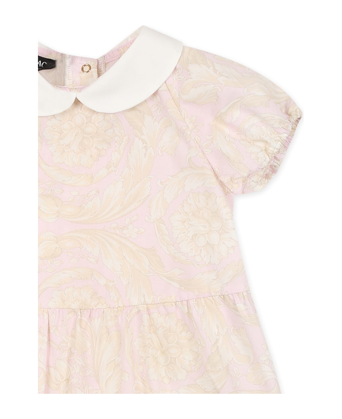 Versace Pink Romper Or Baby Girl With Barocco Print - Pink