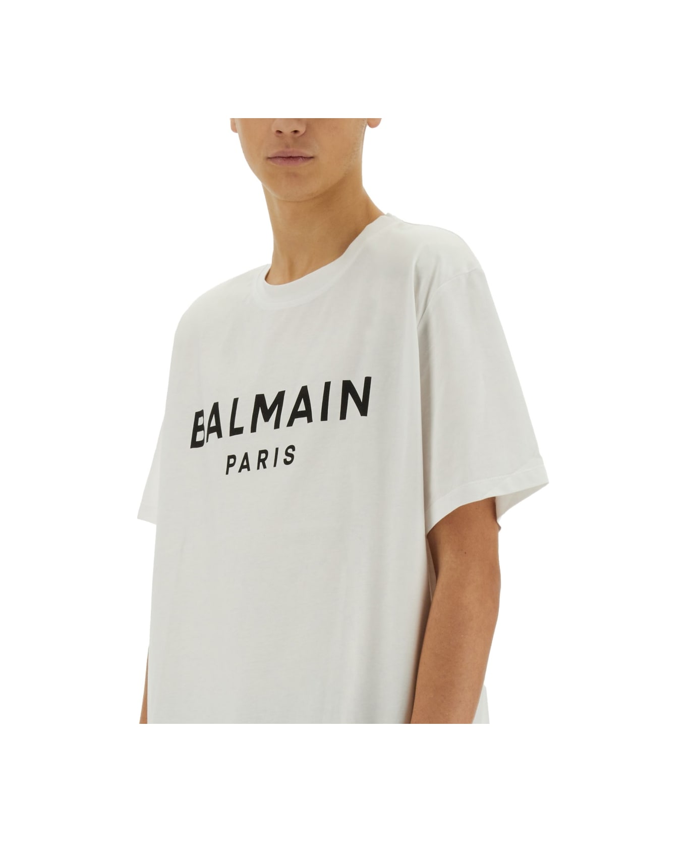 Balmain T-shirt With Logo - Gab Blanc Noir