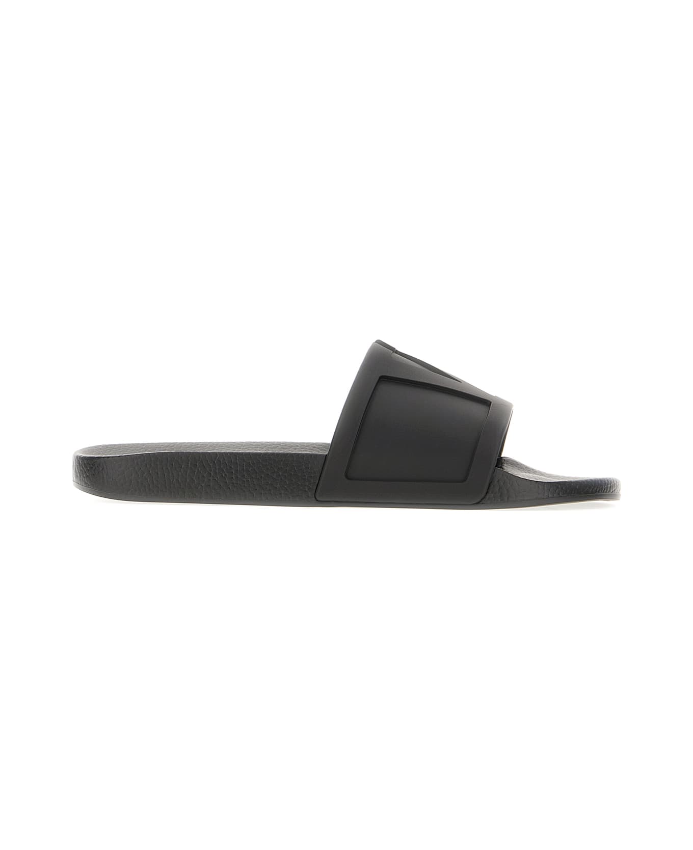 Valentino Garavani Black Rubber Slippers - Nero