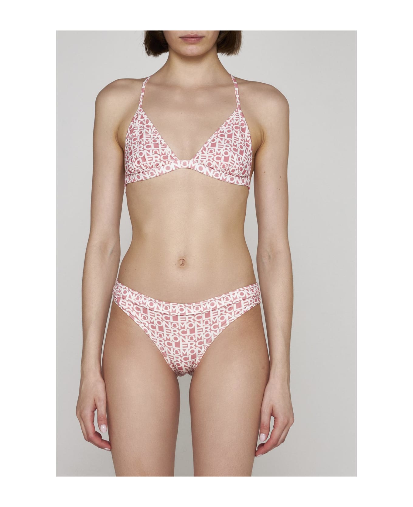 Moncler Logo-tape Print Bikini - Pink