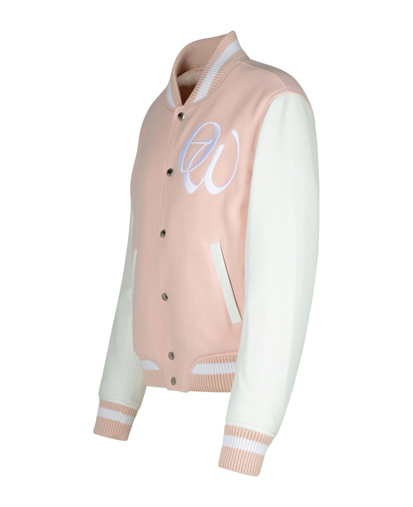 Off-White 'varsity' Pink Fabric Blend Bomber Jacket - Pink