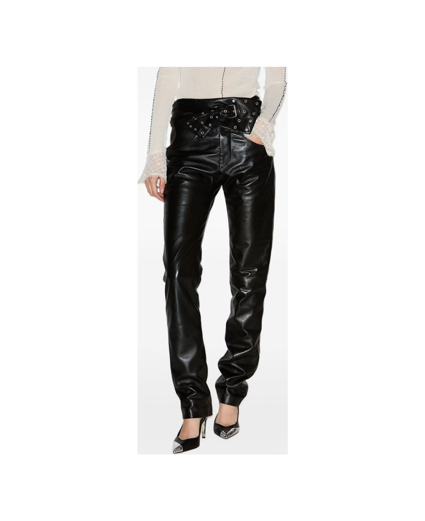 Isabel Marant Chazia Leather Trousers - Black