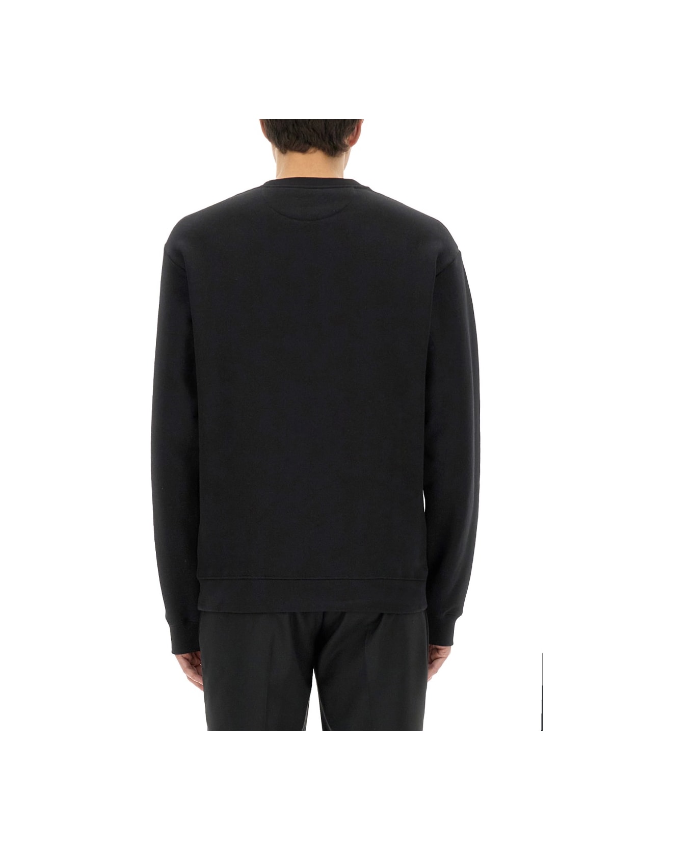Valentino Cotton Crewneck Sweatshirt With "chez Valentino" Patch - BLACK