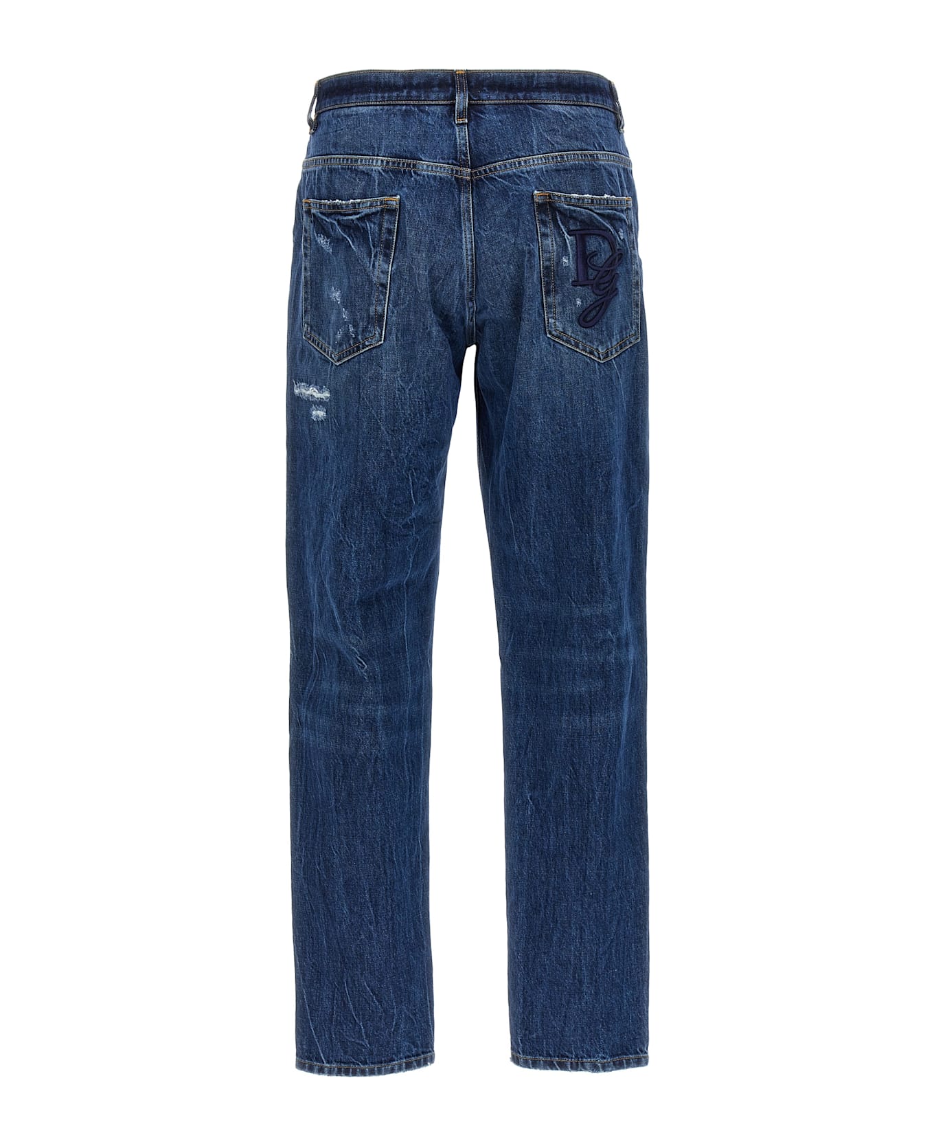 Dolce 
Gabbana Logo Embroidery Jeans - Blue