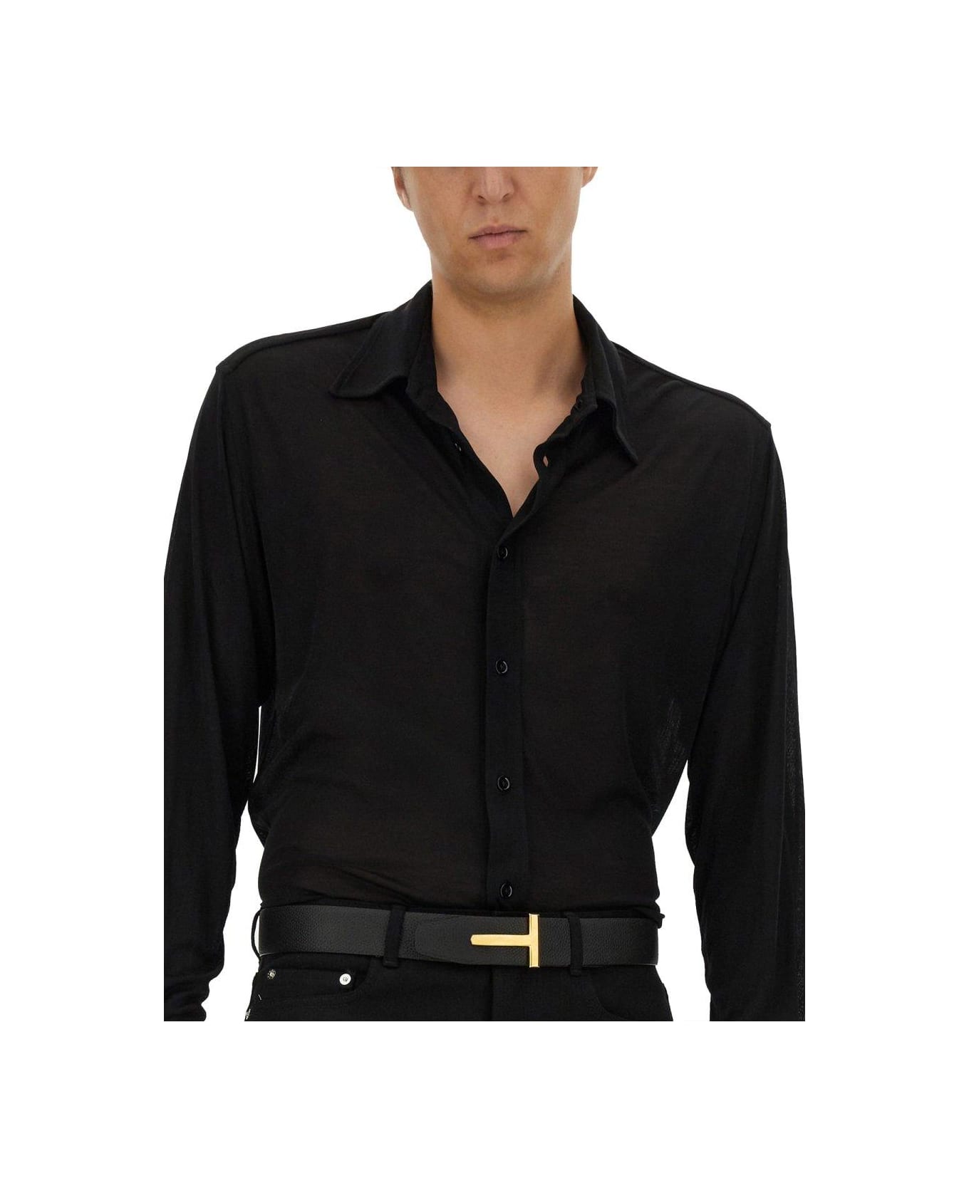 Tom Ford Long-sleeved Straight Hem Shirt - BLACK