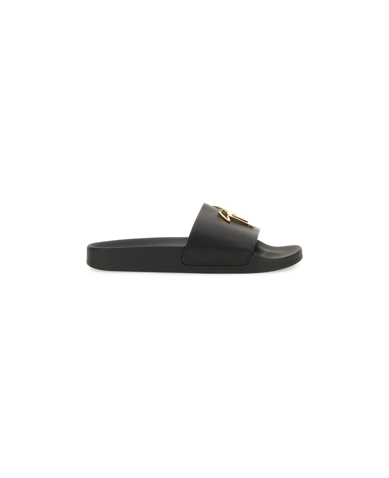 Giuseppe Zanotti Brett Slide Sandal With Logo - BLACK