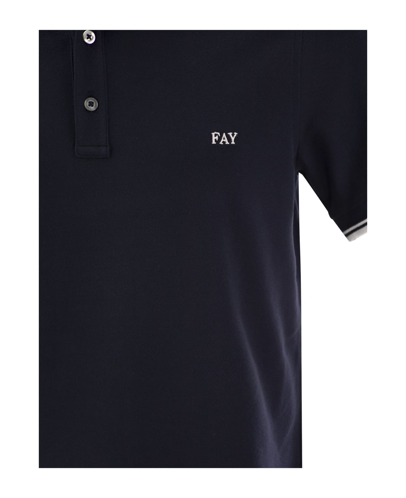 Fay Blue Cotton Polo Shirt - Blue ポロシャツ