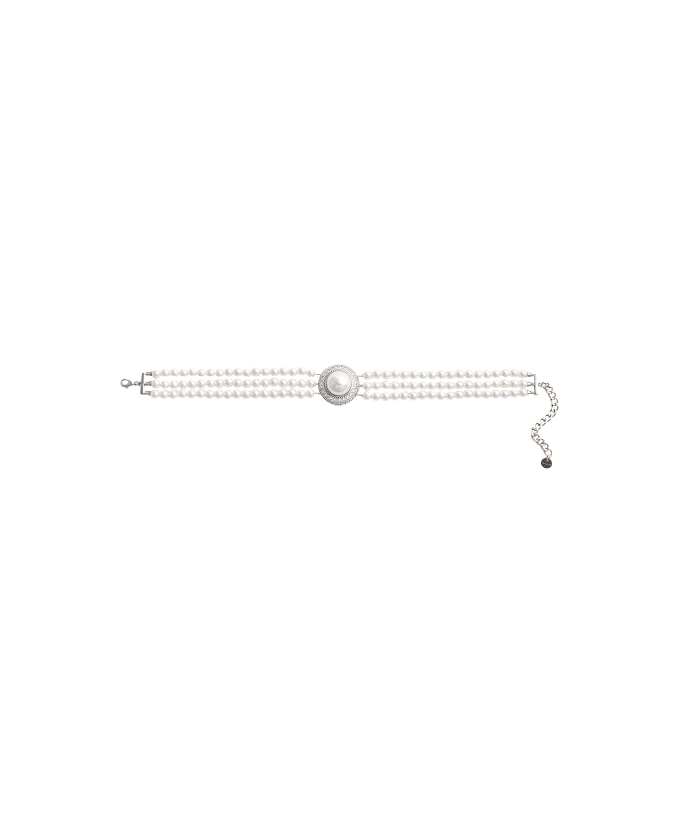self-portrait Small Crystal Pearl Choker - White