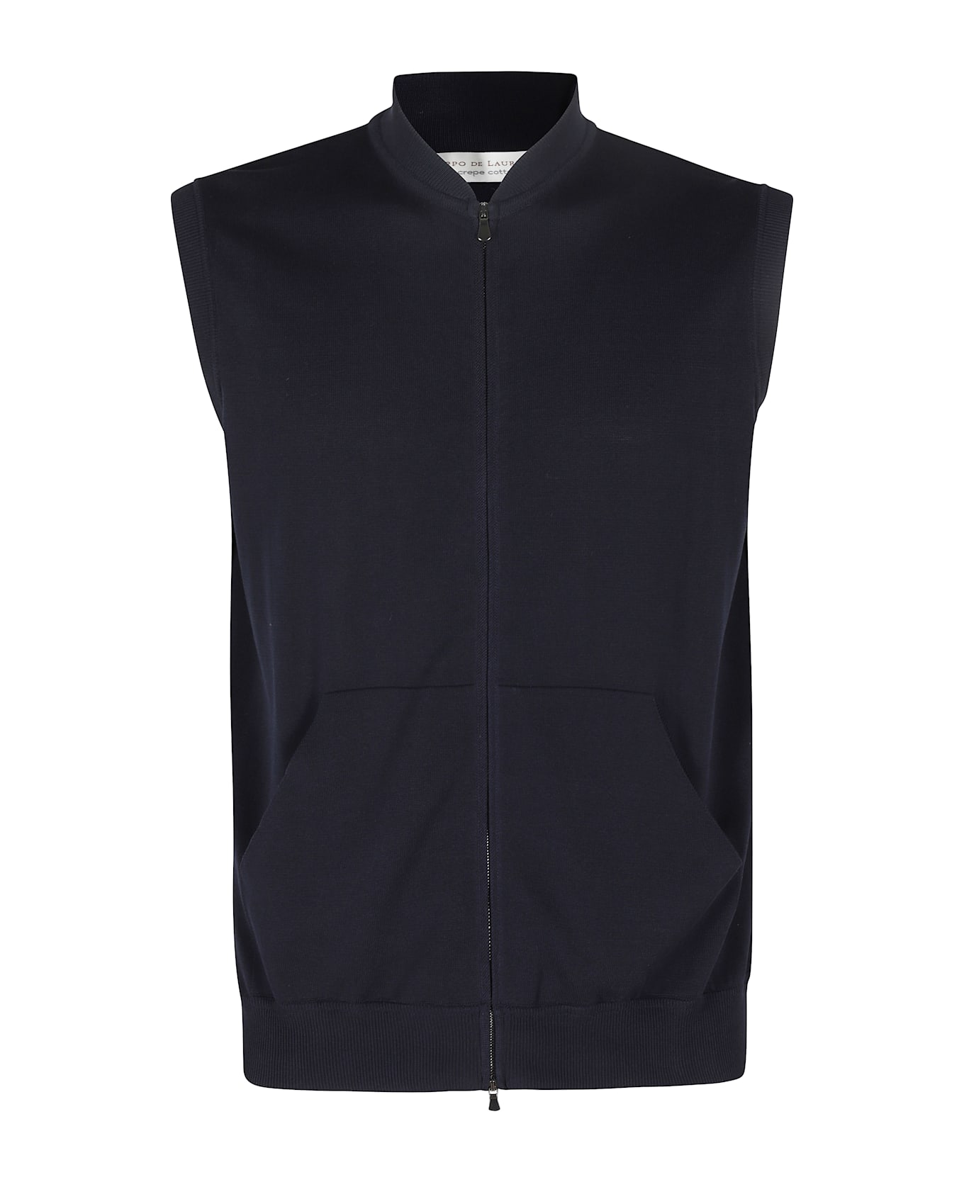 Filippo De Laurentiis Bomber Zip Smanicato In Maglia Di Cotone - Blu