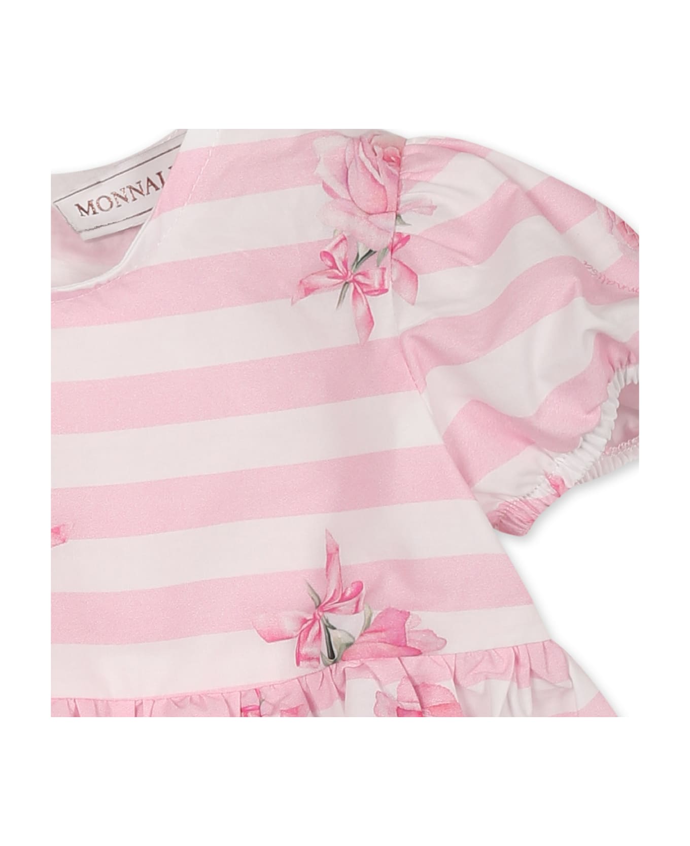 Monnalisa Pink Top For Baby Girl With Rose Print - Pink