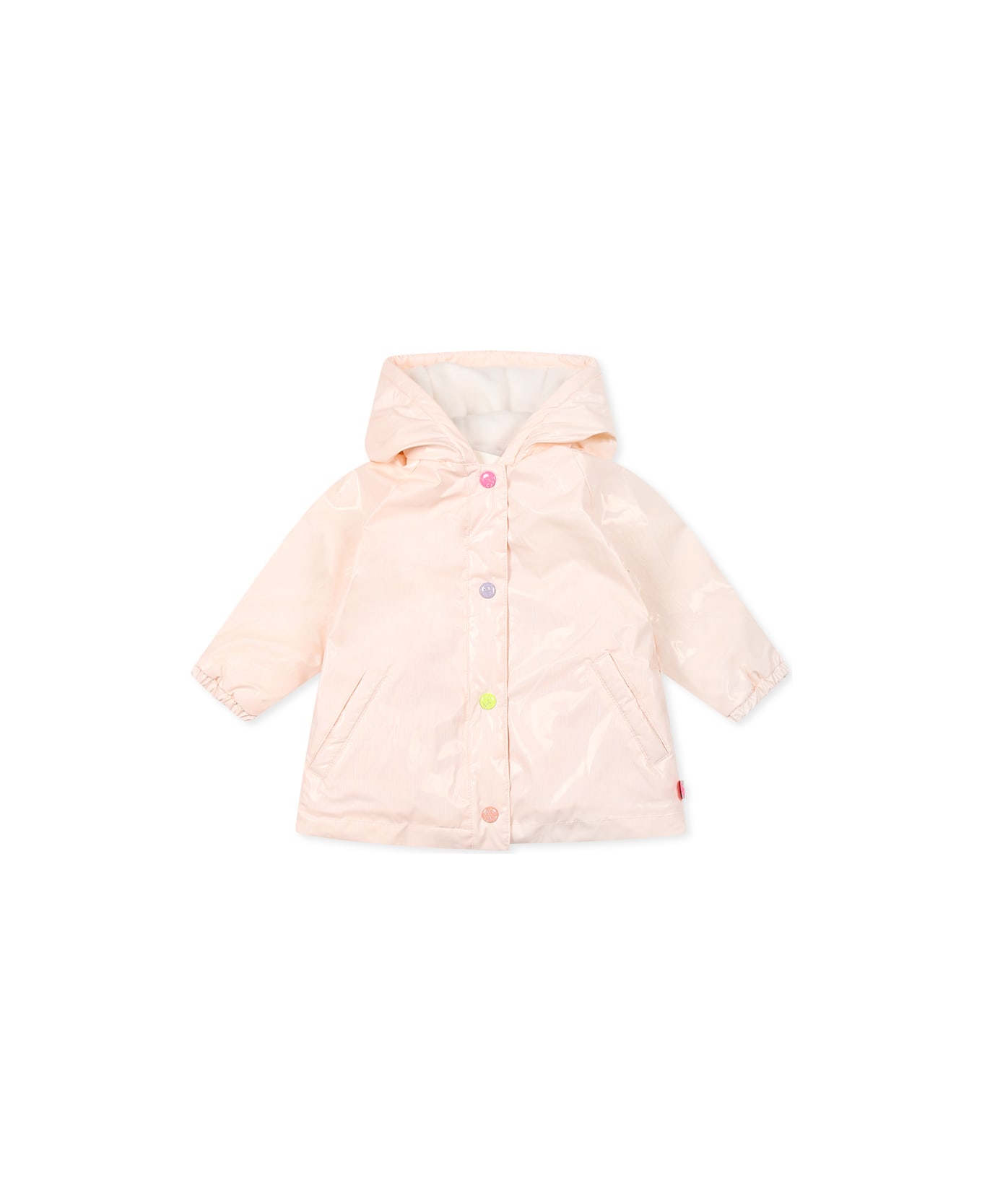 Billieblush Pink Raincoat For Baby Girl With Hearts - Pink