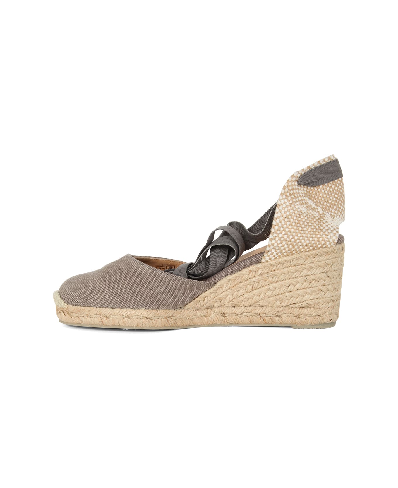 Castañer Carina Espadrilles Wedge Sandal With Ankle Laces - Lead Grey
