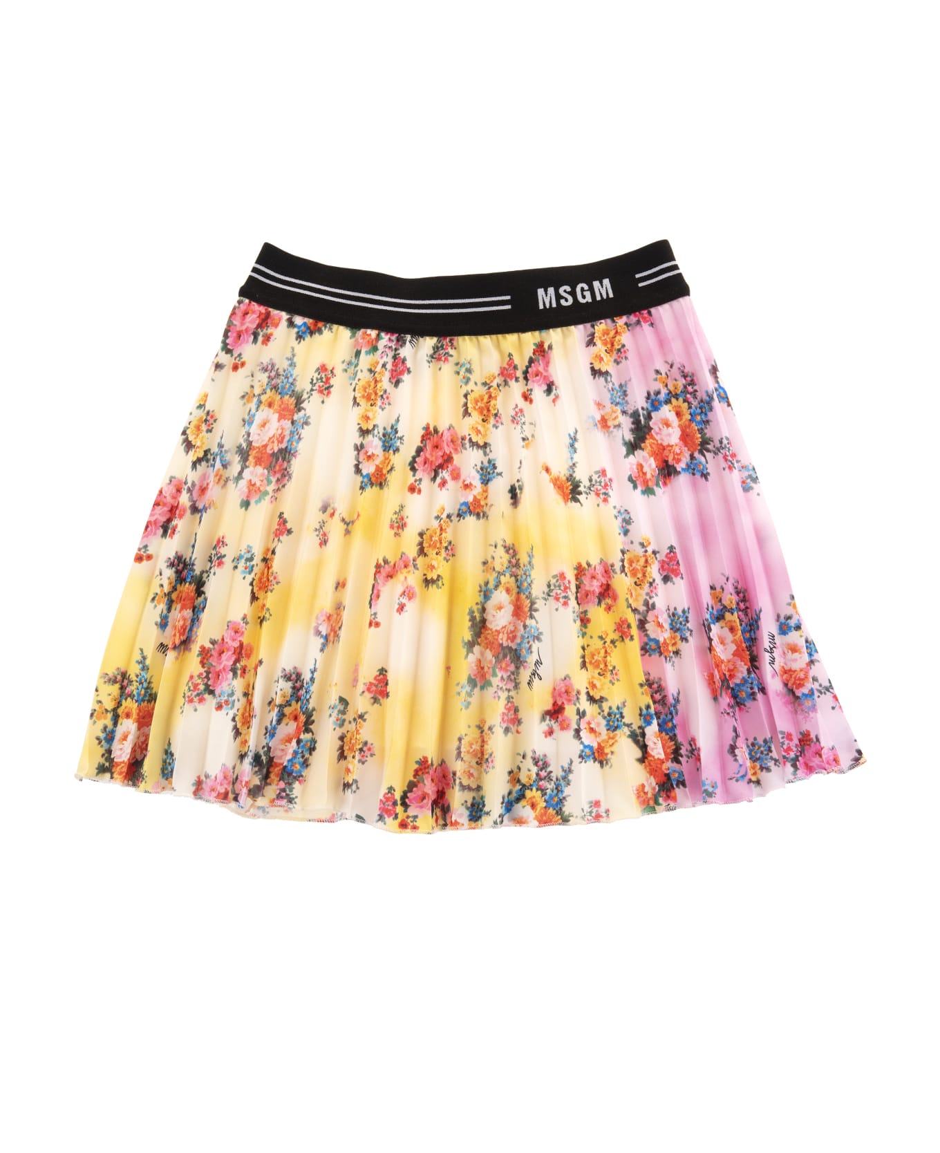 MSGM Multicolored Pleated Skirt With Floral Print - MULTICOLOR