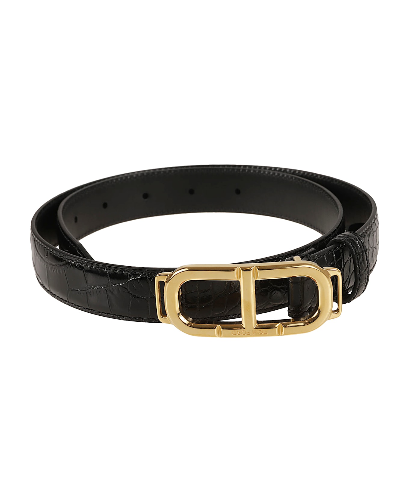 Tom Ford Shinny Stamped Croc Belt - Black