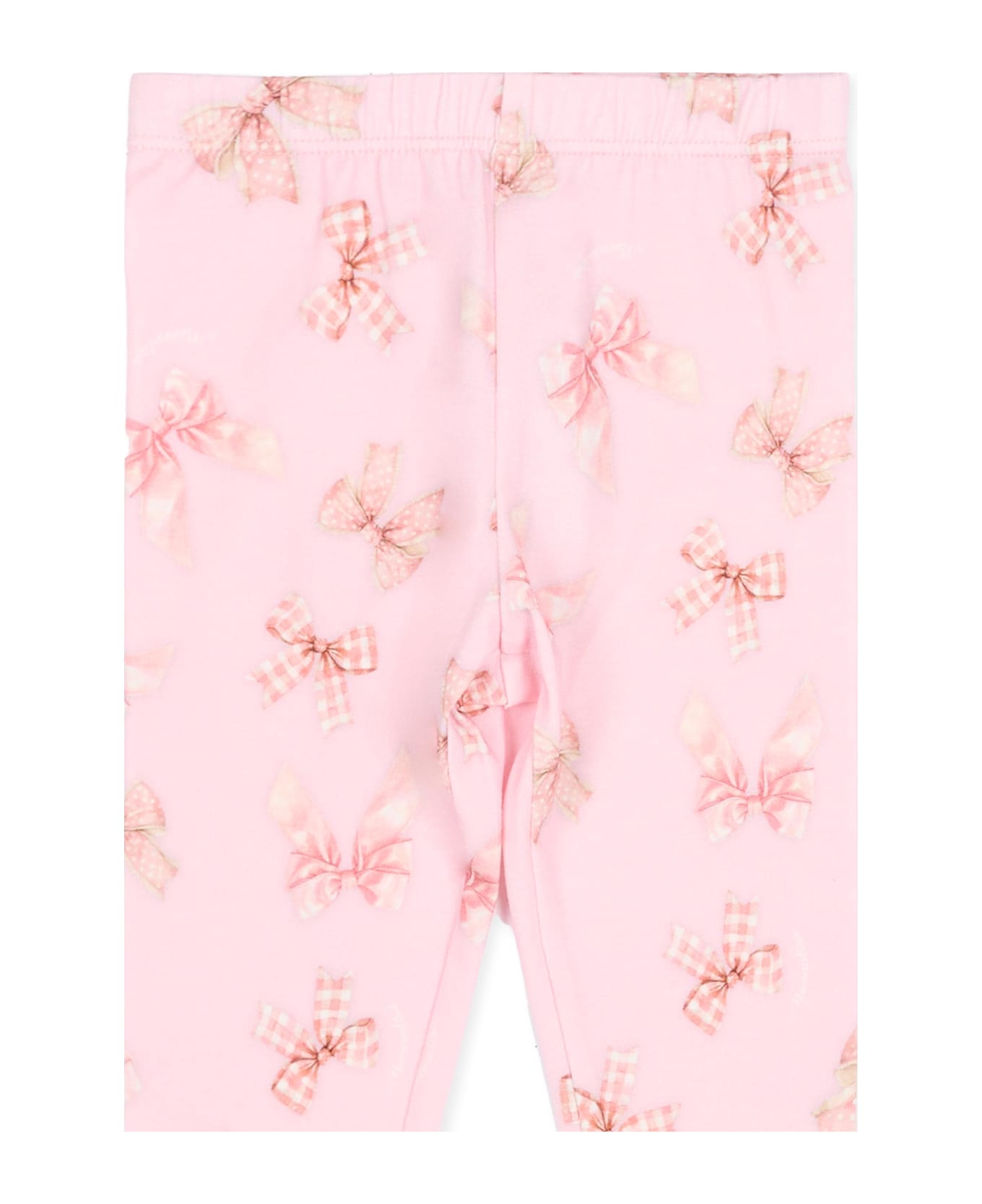 Monnalisa Pink Leggings For Baby Girl With Bows - Pink