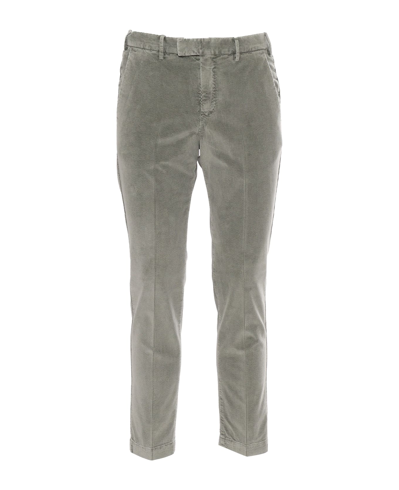 PT Torino Master, Flat Front, Diagonal Pockets, Flap Back Pockets, Turn-up - GREEN