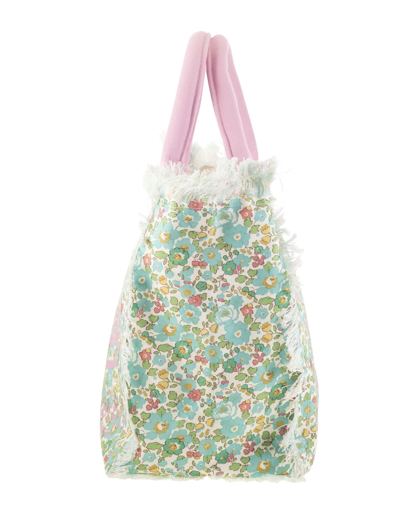 MC2 Saint Barth Vanity - Canvas Bag With Floral Print - Water Green
