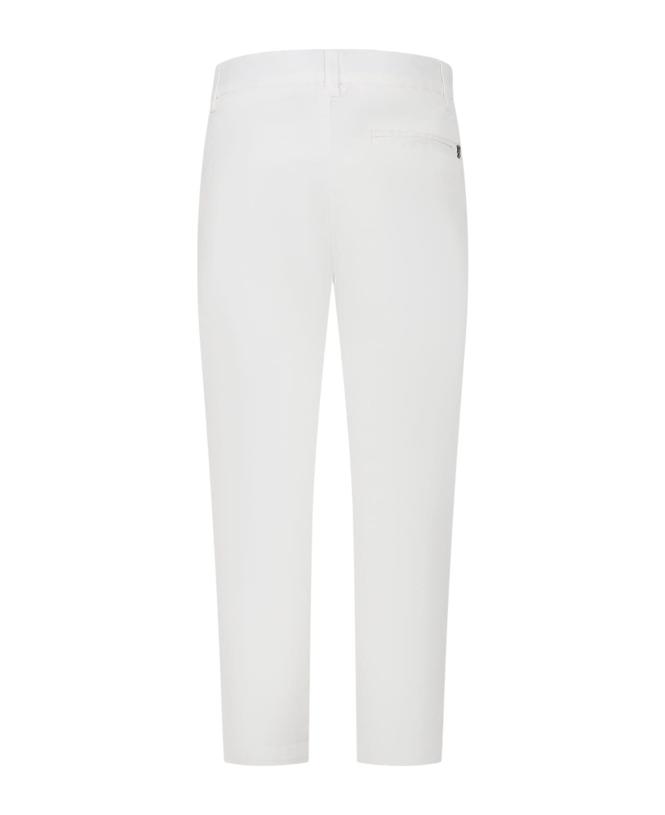 Dondup White Trousers For Boy With Logo - White ボトムス