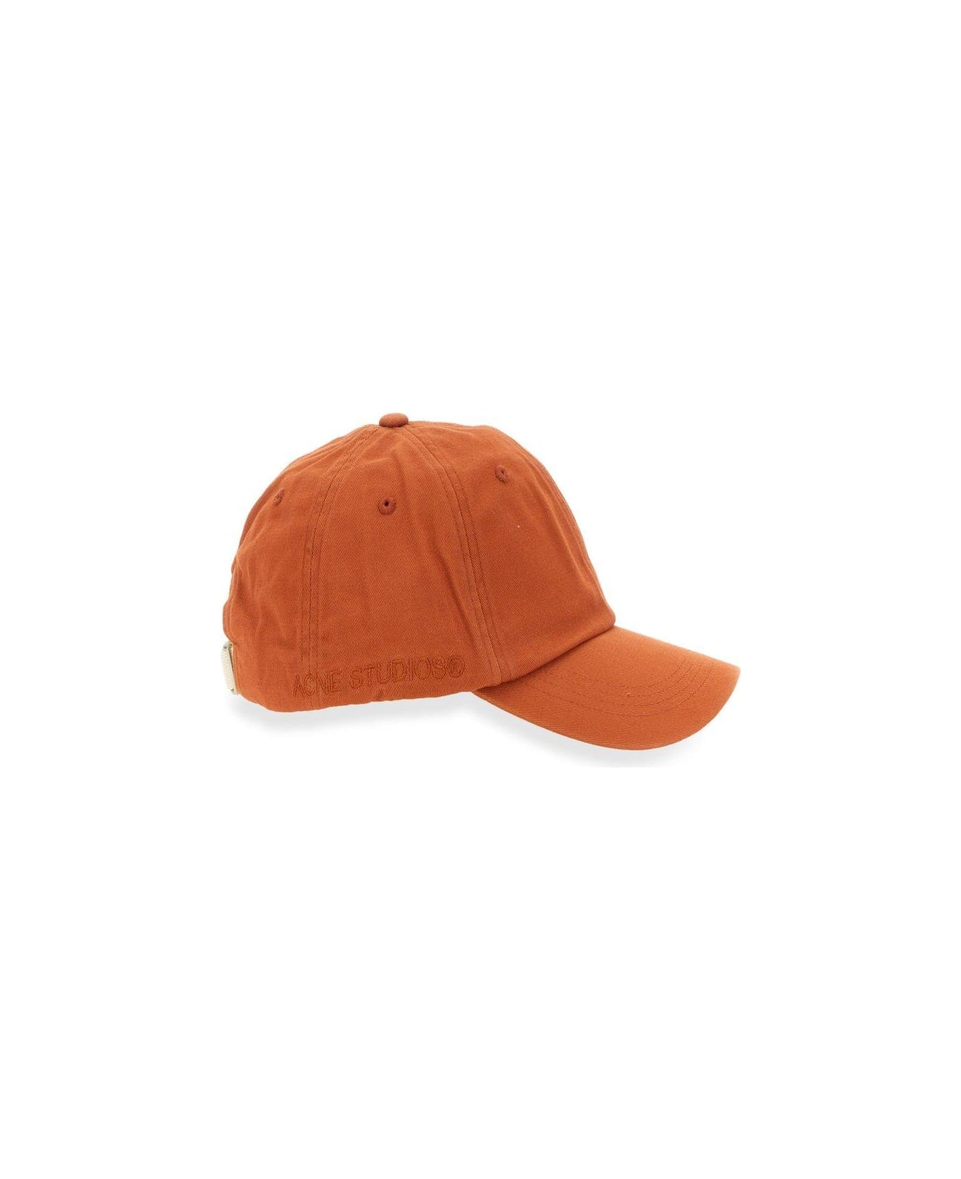 Acne Studios Logo Embroidered Twill Cap - ORANGE