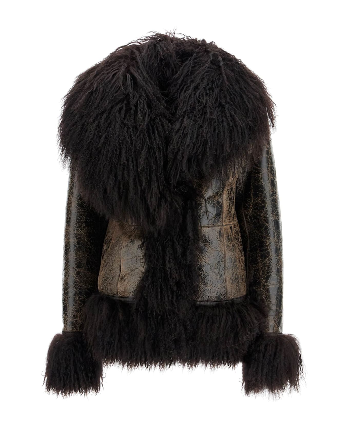 Saks Potts Shearling Bon Jacket For - DISTRESSED BROWN (Brown)