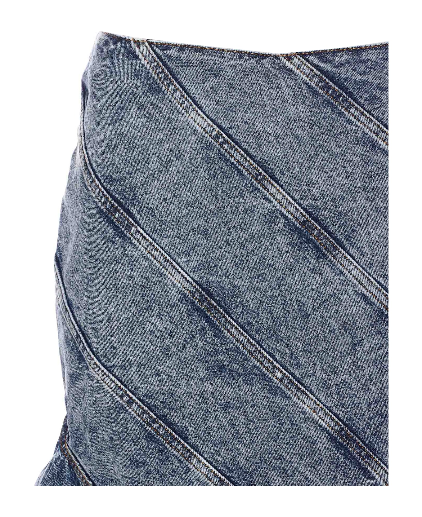 Alaia Denim Spiral Skirt - Blue