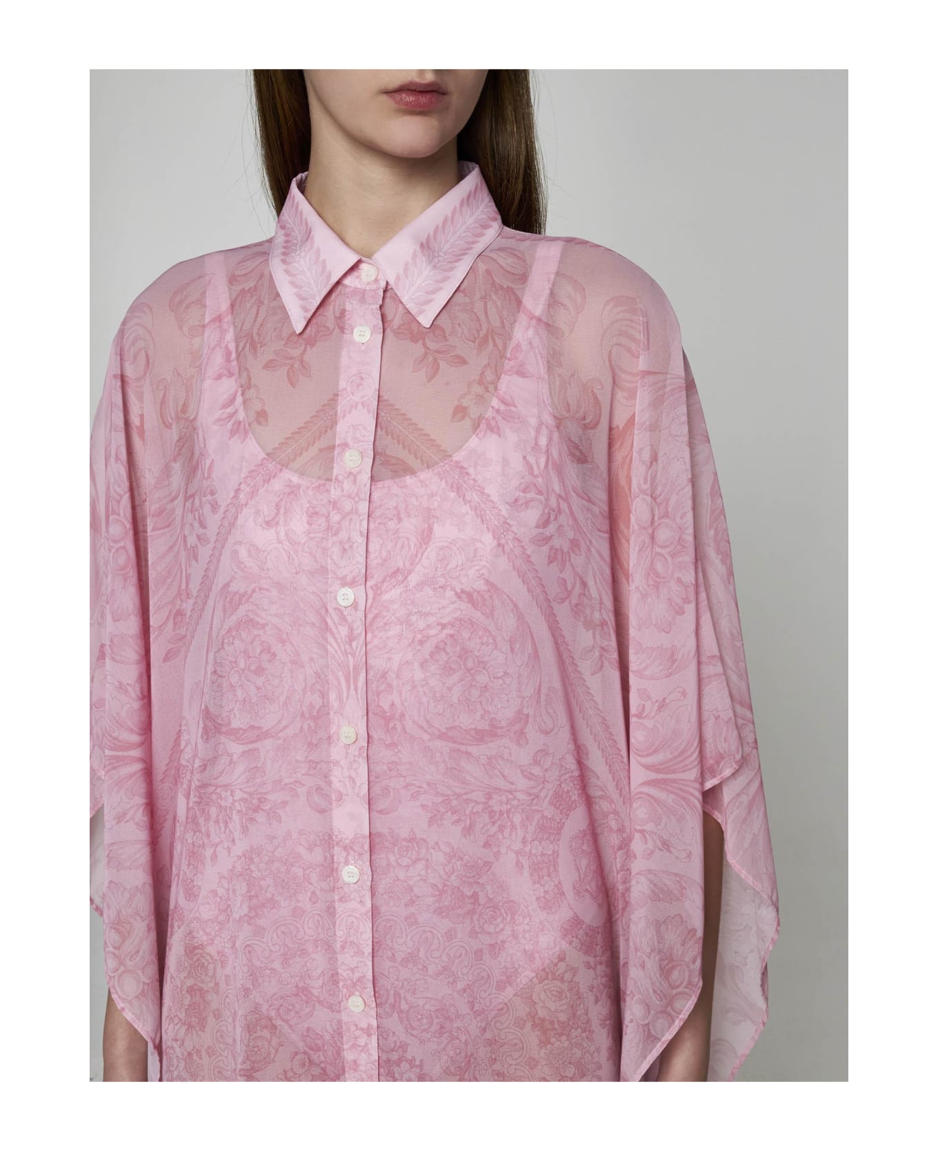 Versace Barocco Print Kaftan - Pale pink ワンピース＆ドレス
