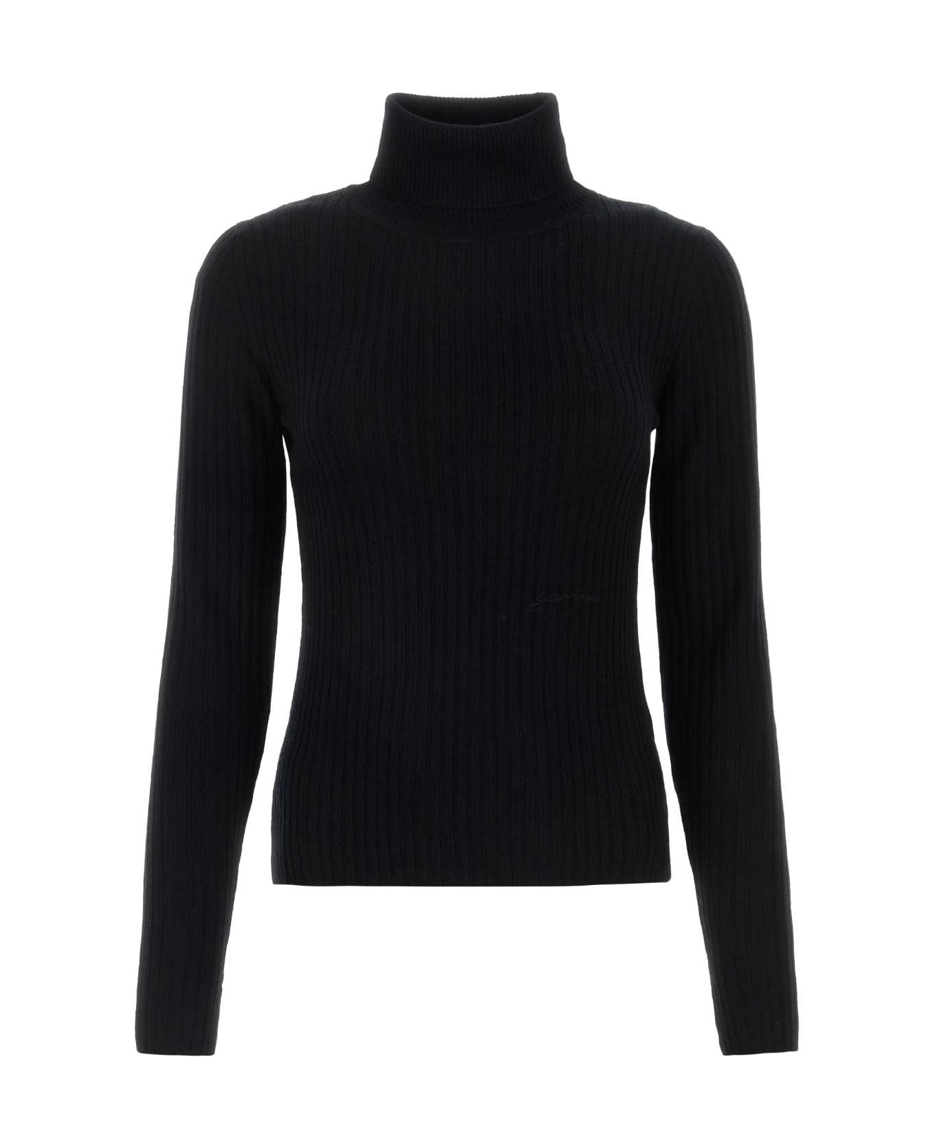 Ganni Black Wool Sweater - BLACK ニットウェア