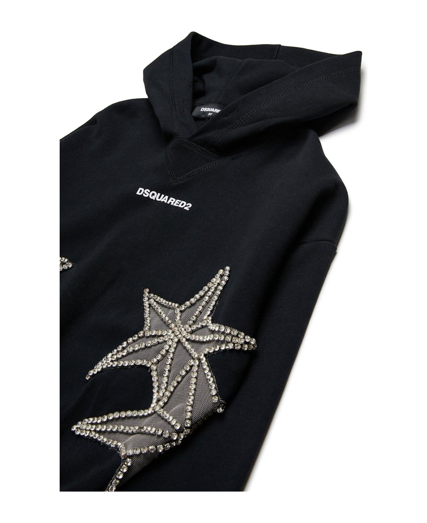 Dsquared2 Star Embellished Long Sleeved Hoodie - Black