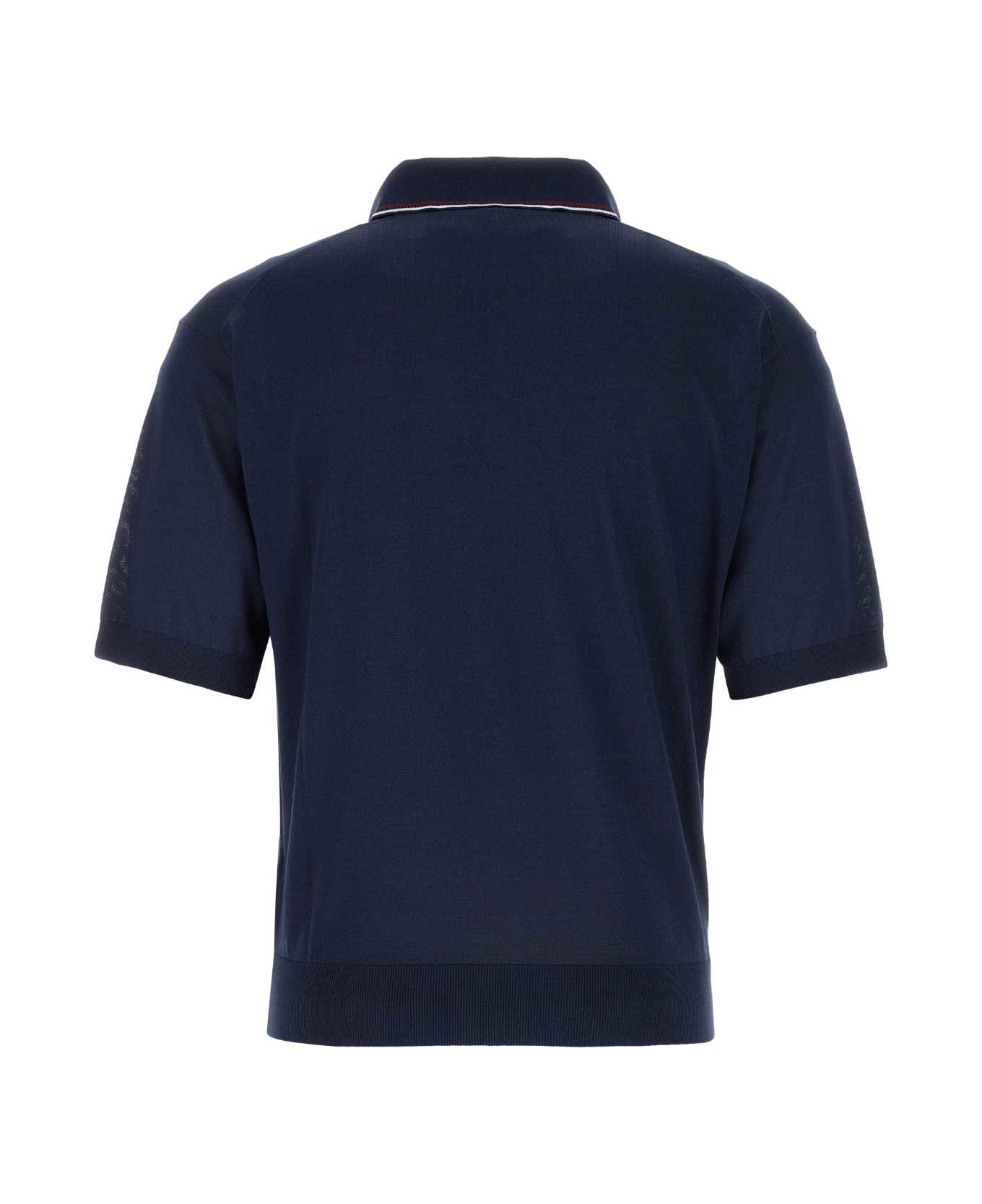 Prada Blue Silk Blend Polo Shirt - BLEU