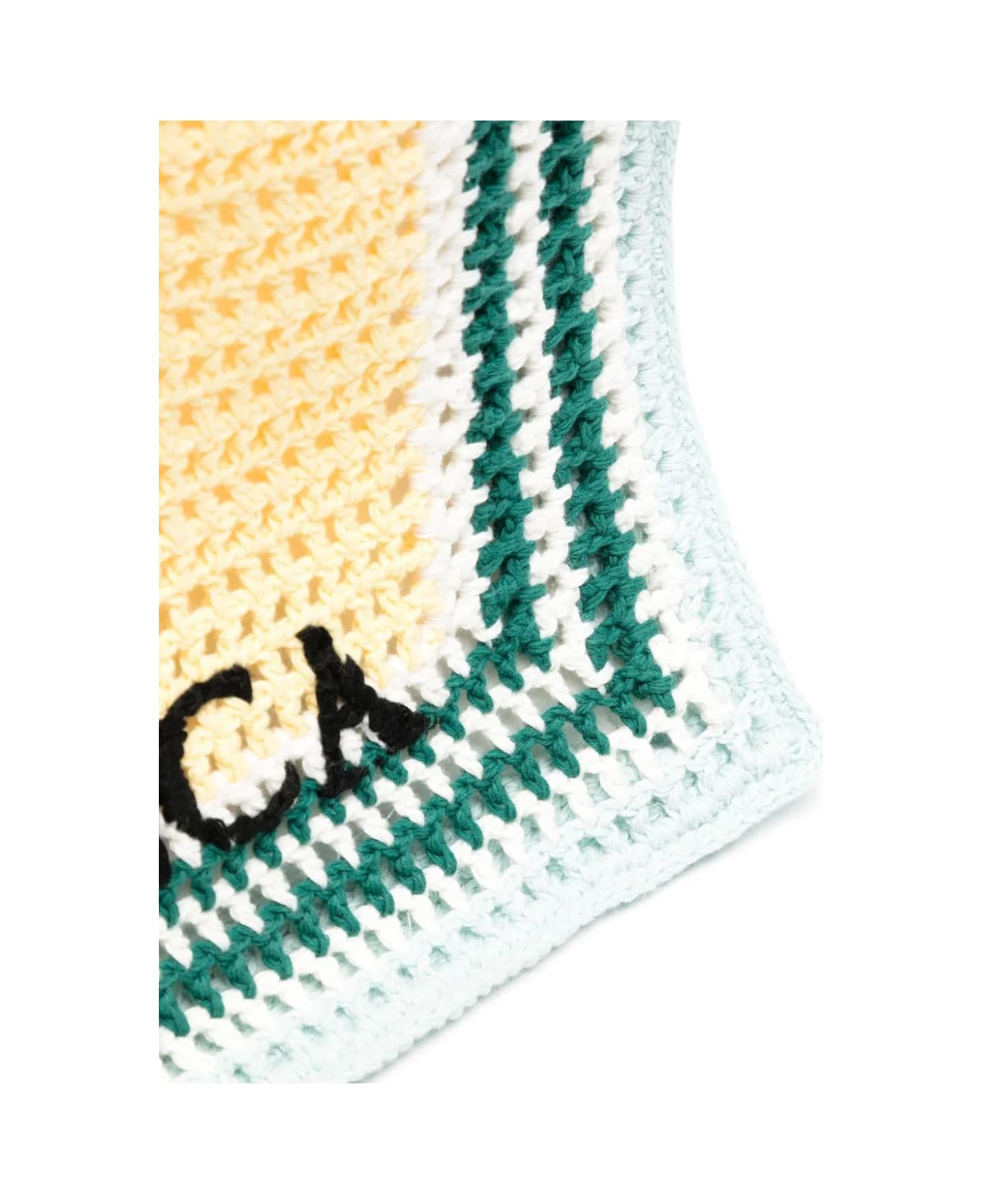 Casablanca Crocheted Tennis Tote Bag In Green, Yellow And White - Yellow