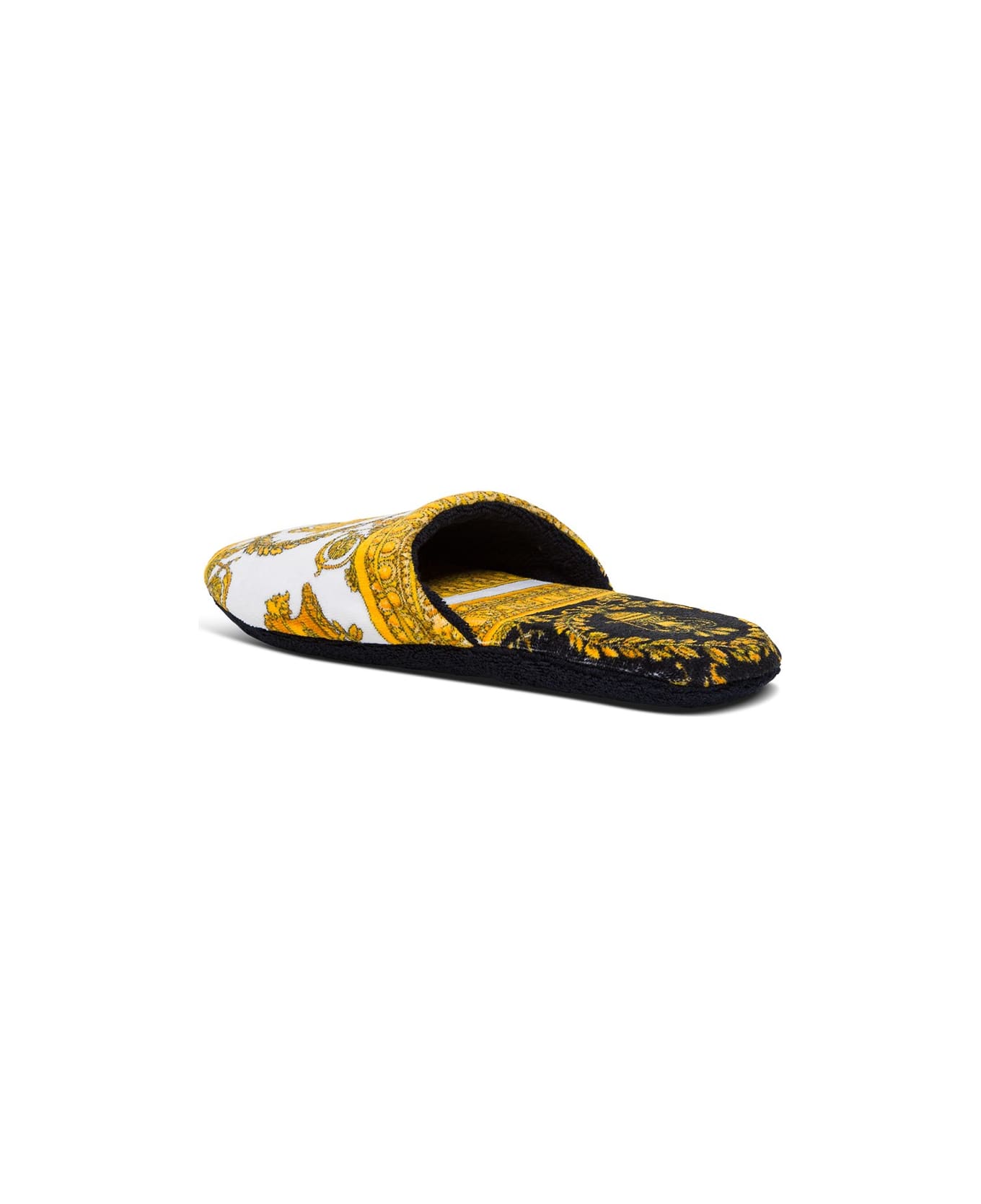 Versace White Baroque Slippers - Multicolor