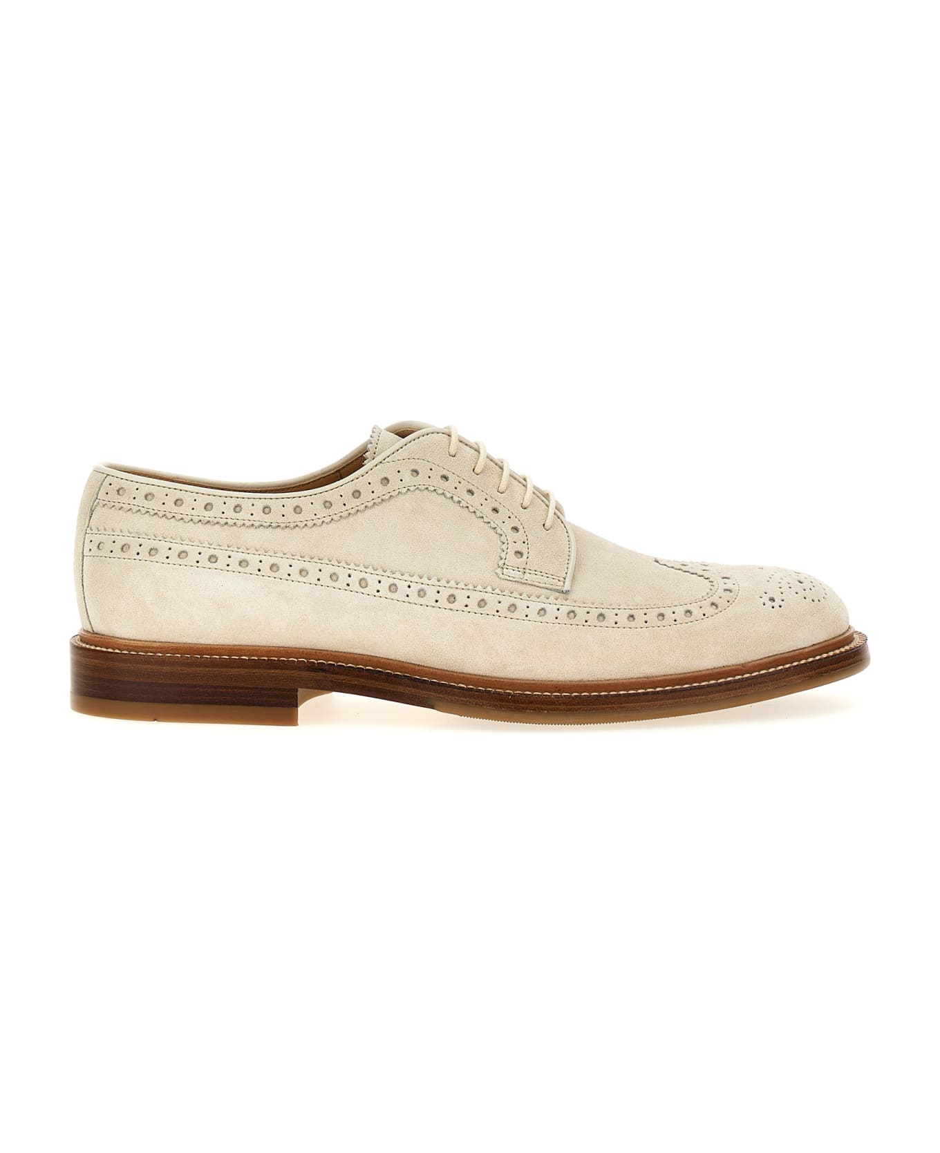 Brunello Cucinelli Dovetail Lace-up Shoes - White ローファー＆デッキシューズ