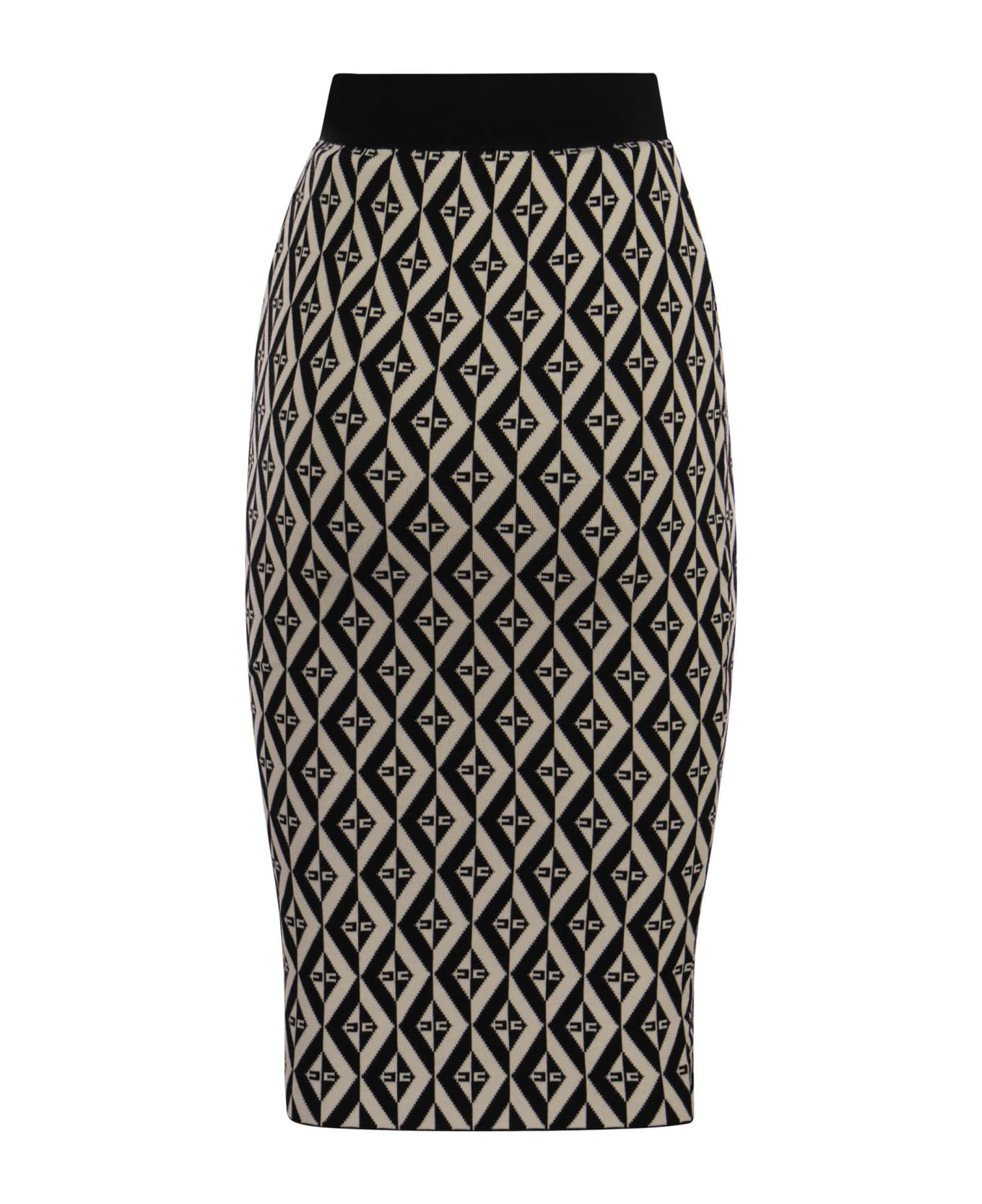Elisabetta Franchi Monogram Knit Skirt - Black/butter スカート