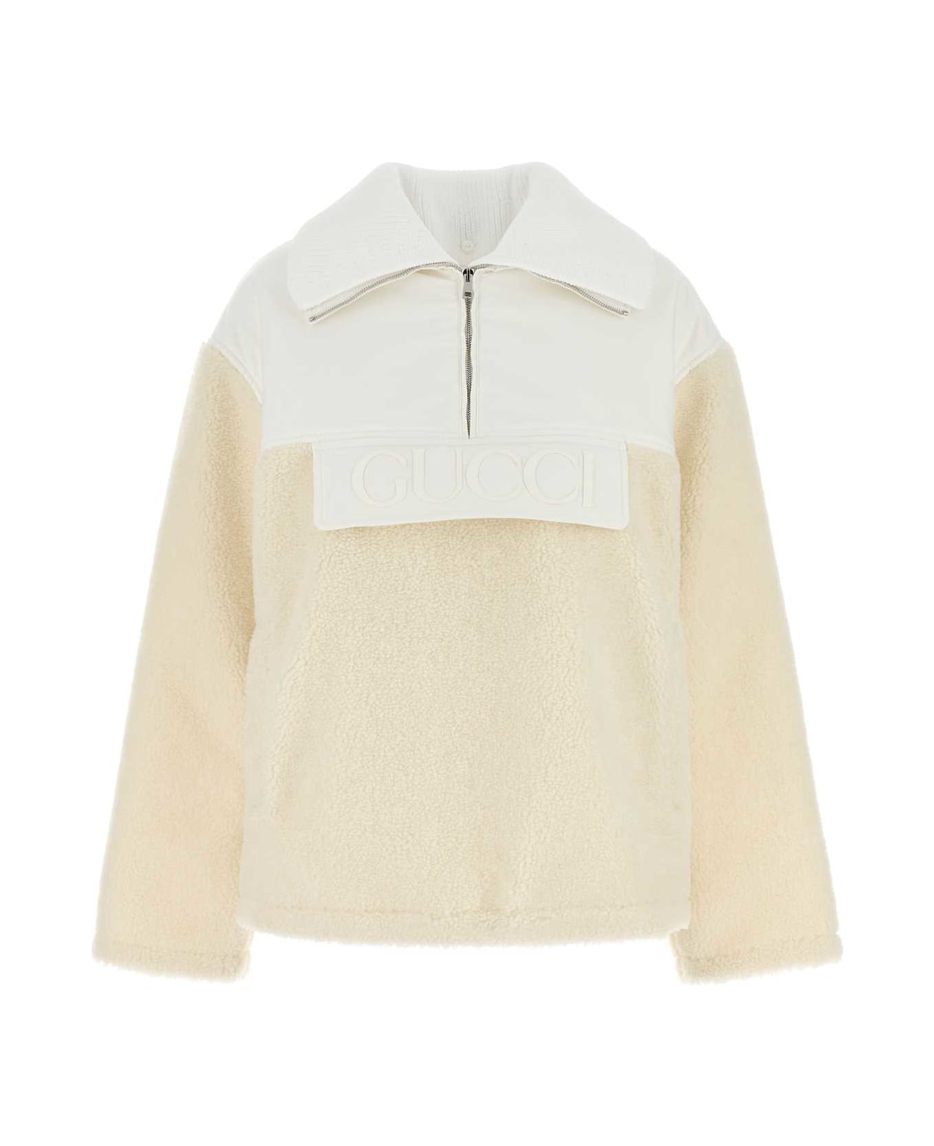 Gucci Two-tone Wool Blend Padded Jacket - WHITEMIX
