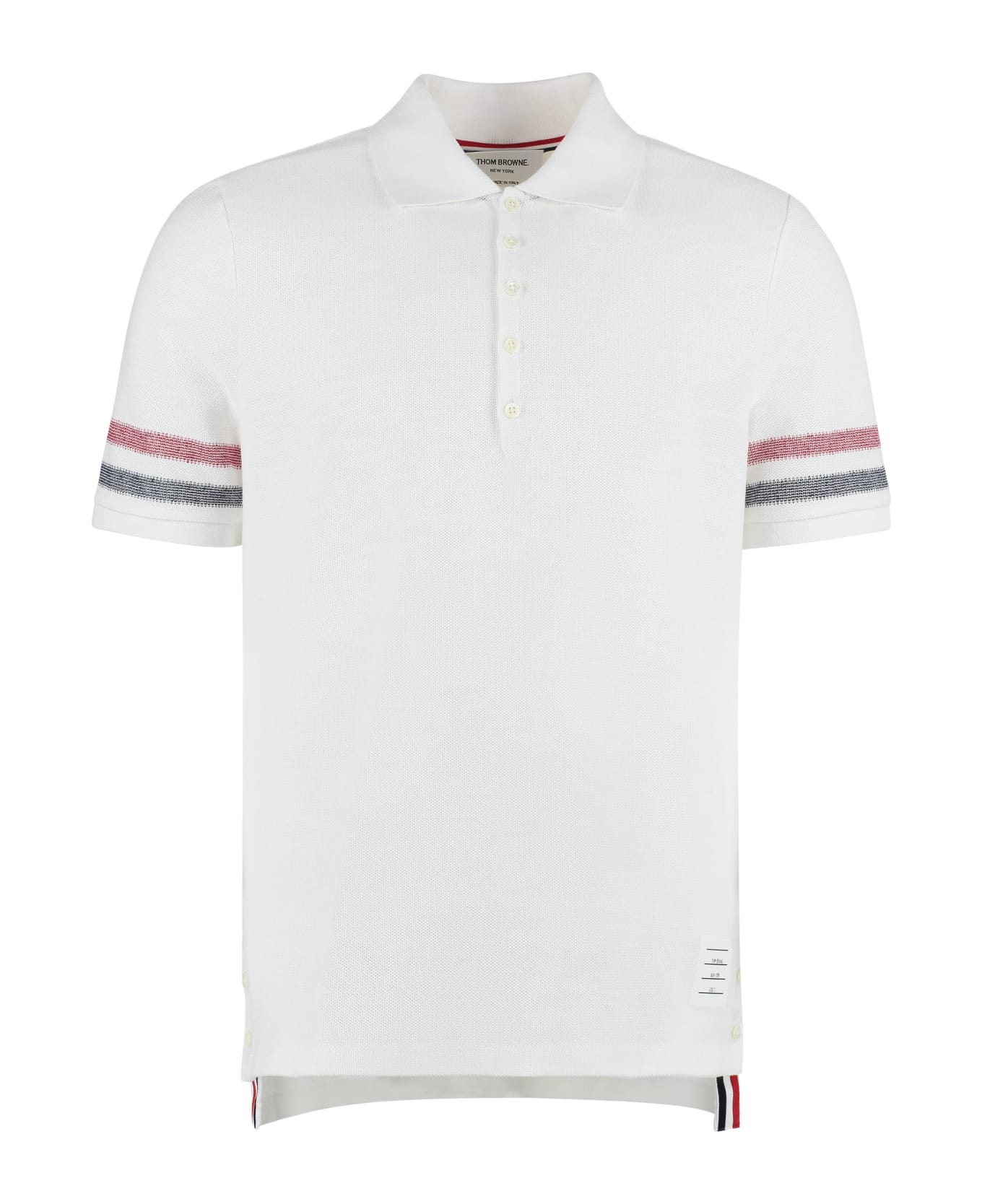 Thom Browne Short Sleeve Cotton Polo Shirt - White