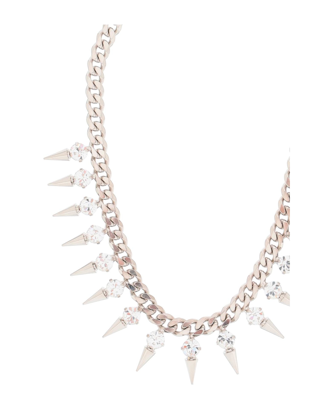 Alessandra Rich Choker With Crystals And Spikes - CRYSTAL SILVER (Silver) ネックレス