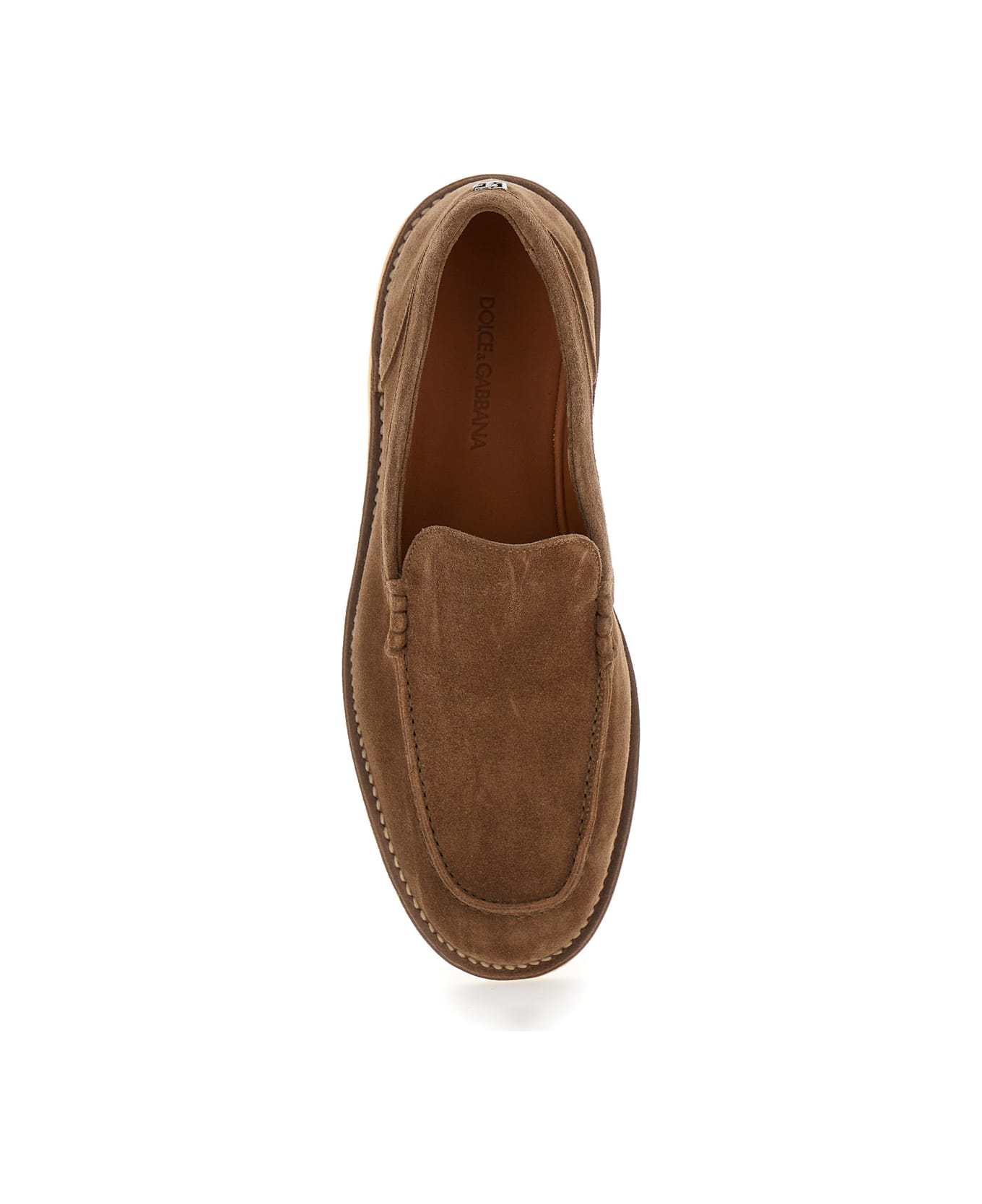 Dolce 
Gabbana 
new Florio Ideal
 Brown Loafers With Dg Detail In Suede Man - Brown
