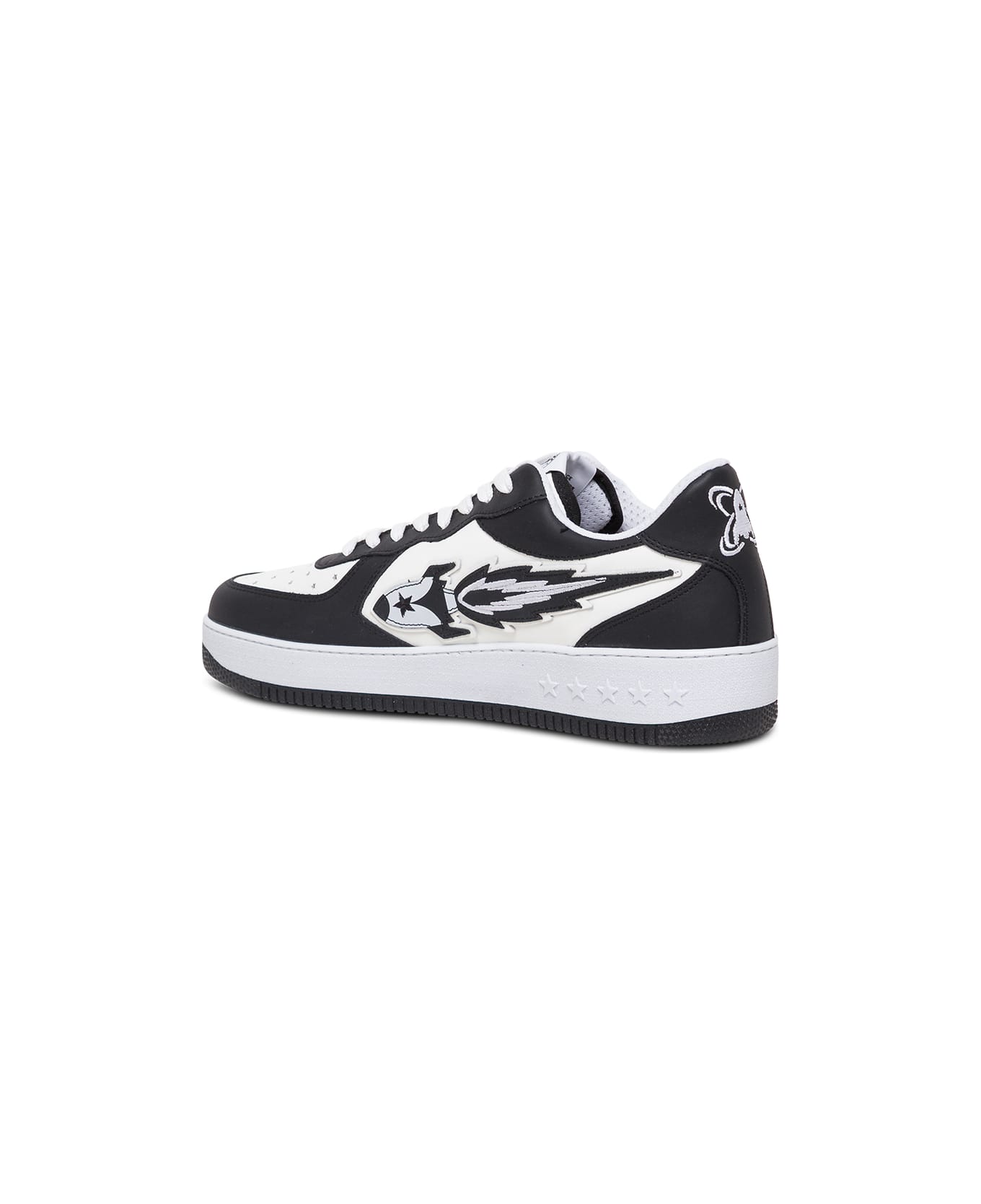 Enterprise Japan White And Black Leather Low Sneakers - White/black