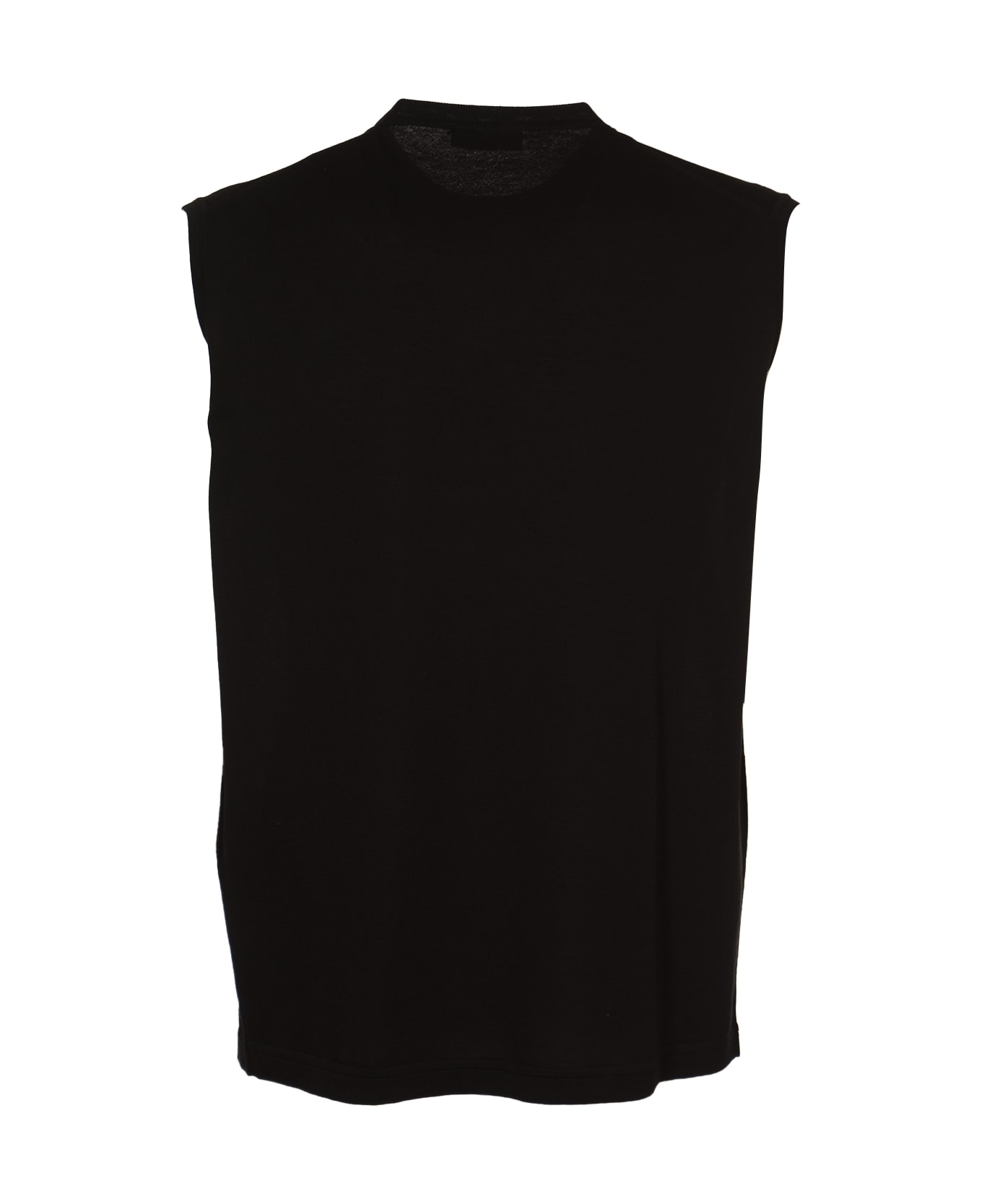 Roberto Collina Round Neck Sleeveless Plain T-shirt - Black ベスト