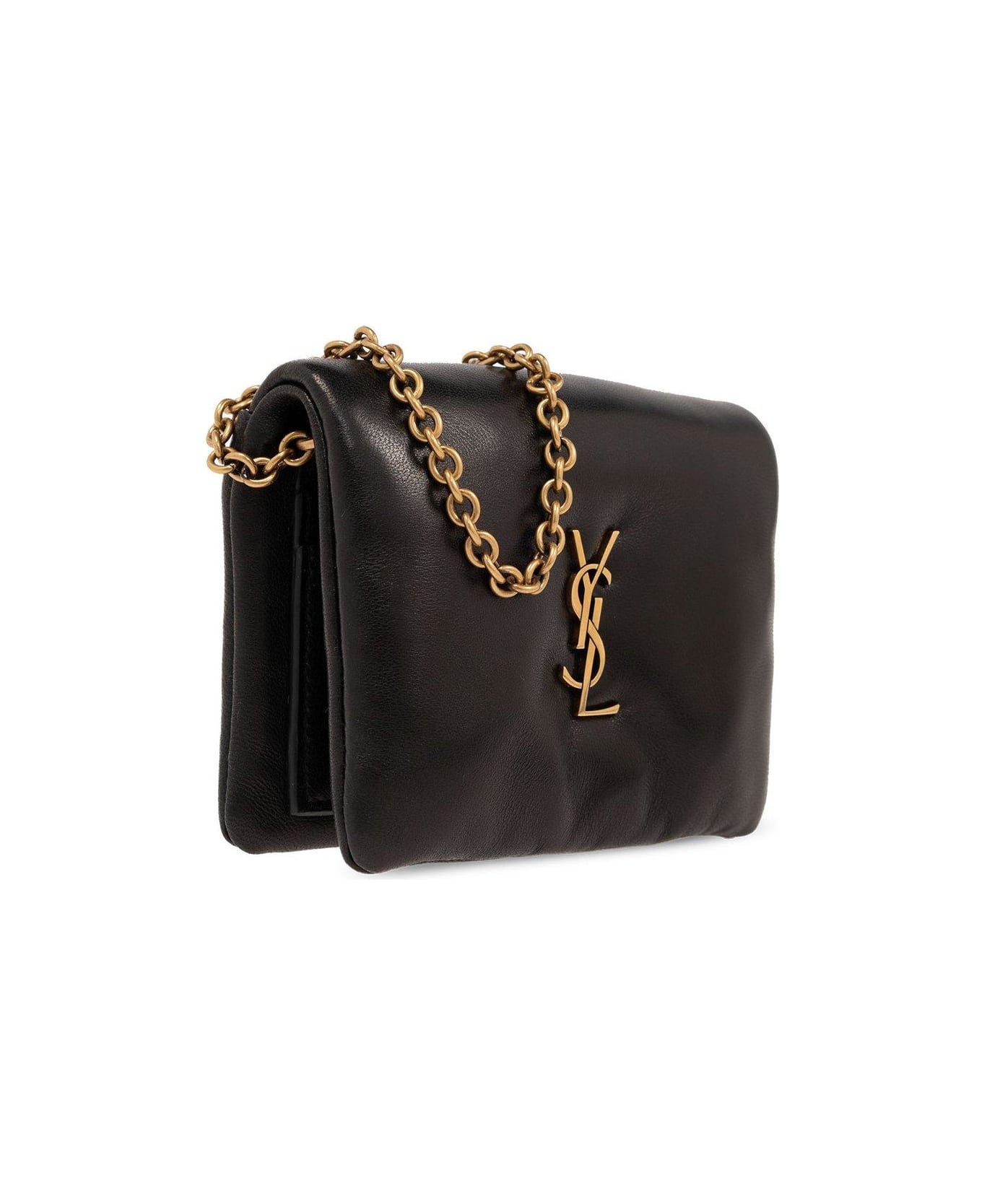 Saint Laurent Calypso Logo Plaque Padded Wallet - Black