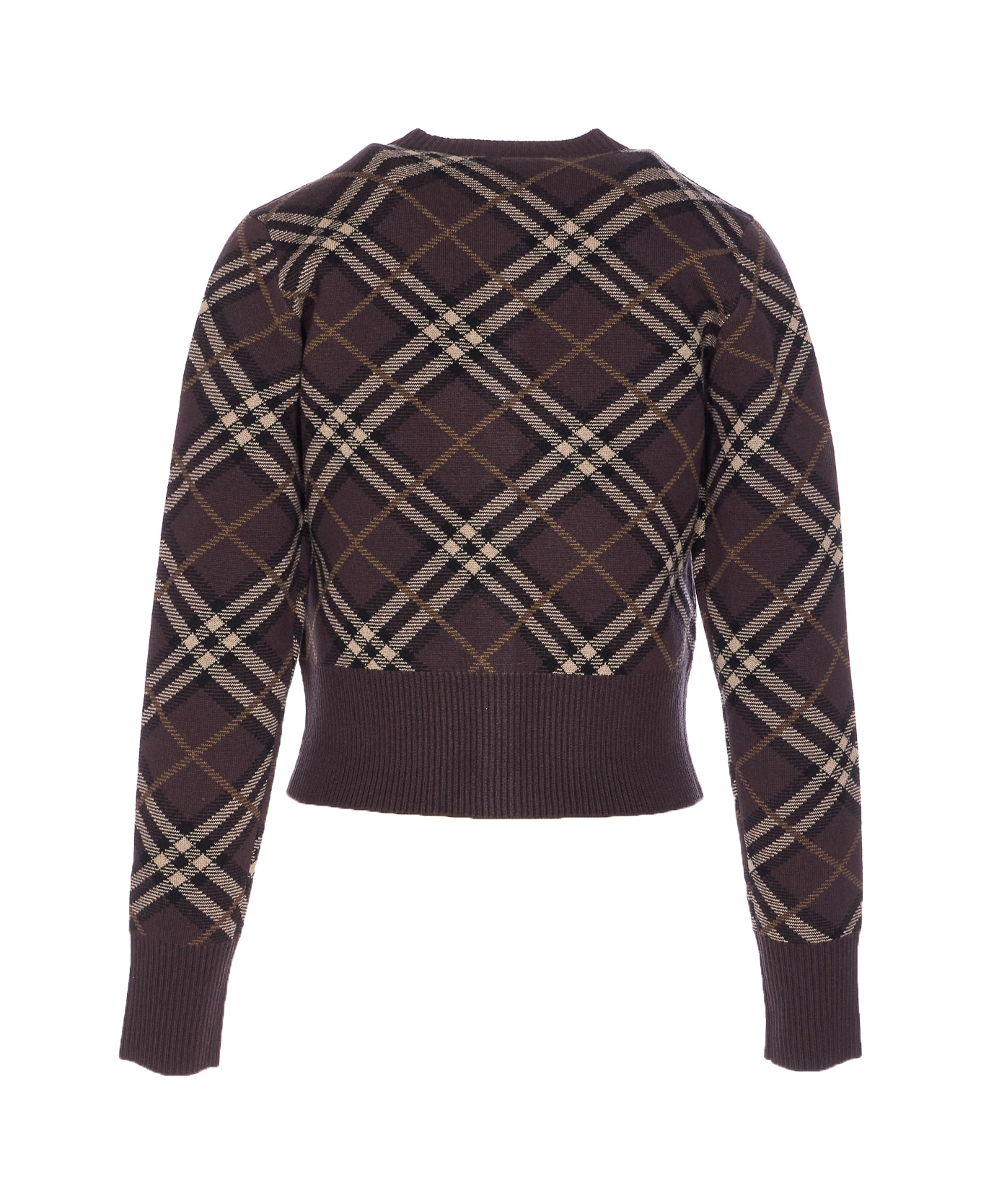 Burberry Check Cardigan - Brown