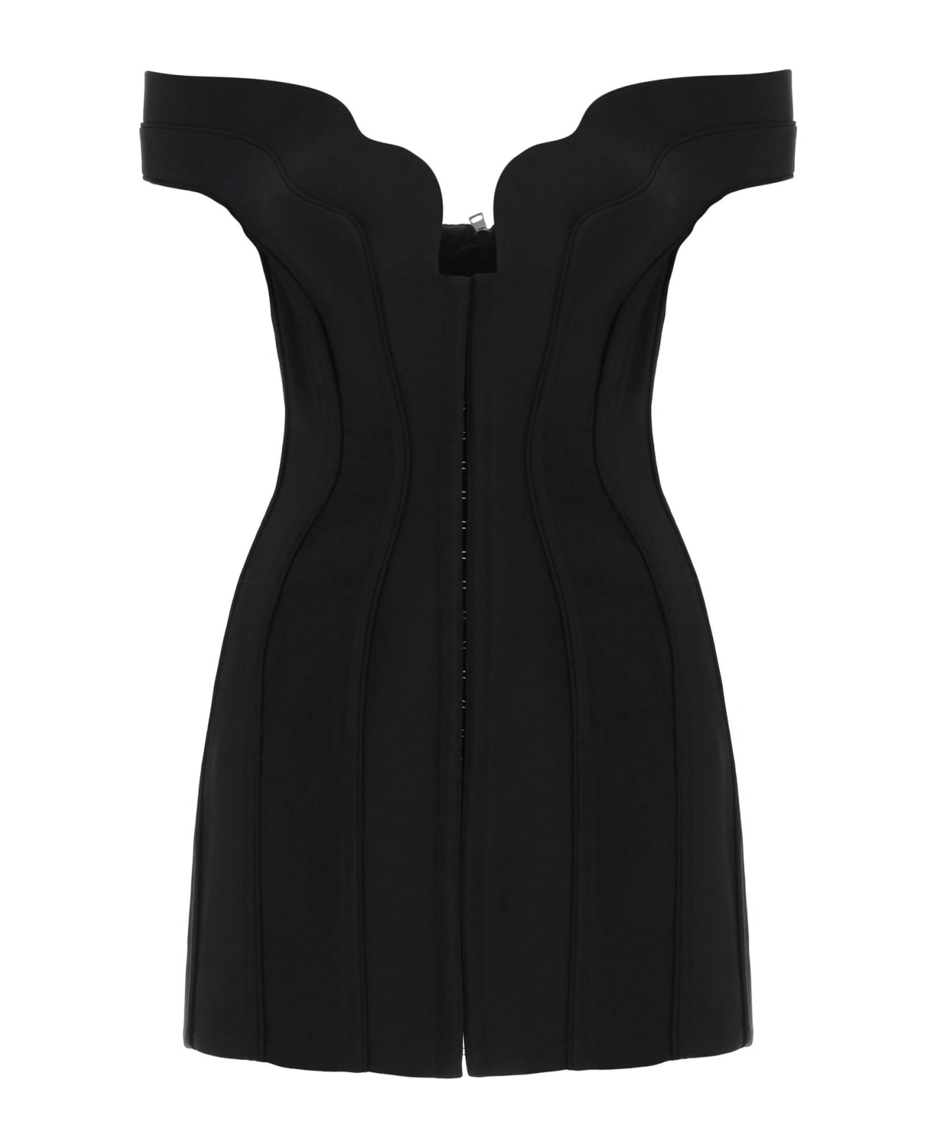 Mugler Bustier Dress With Wavy Neckline - BLACK (Black)