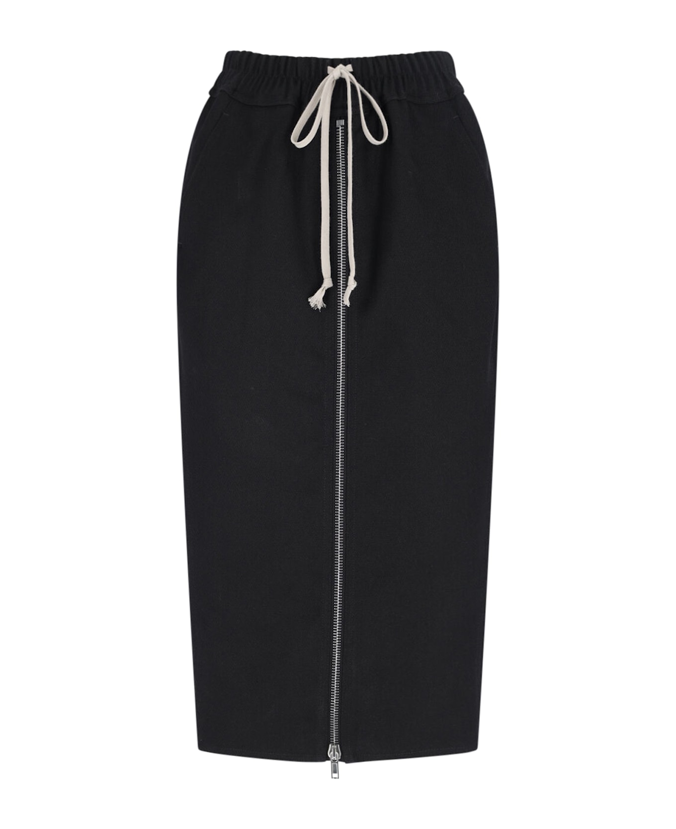Rick Owens Wool Zip Midi Skirt - Black  