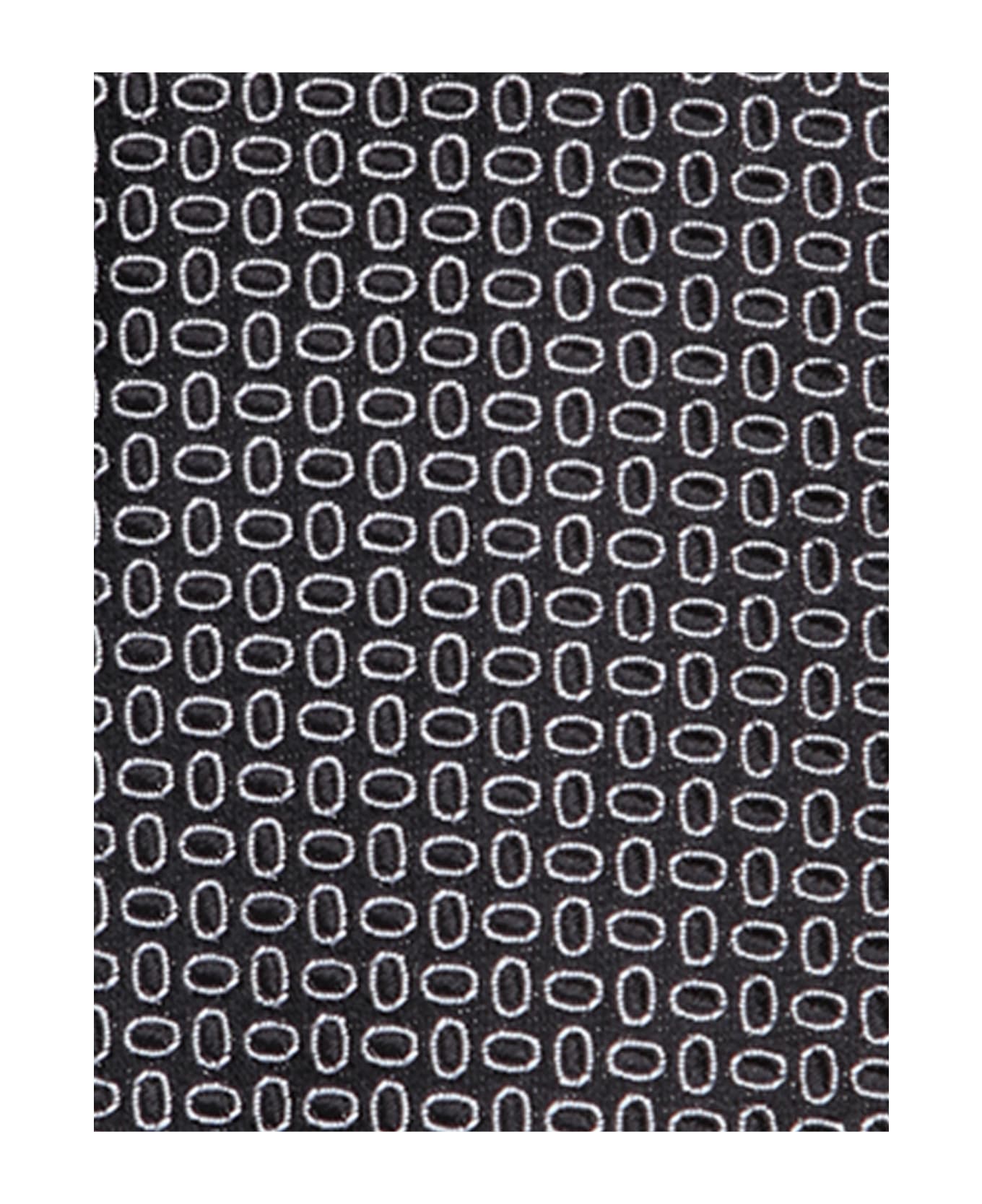Lardini Micro Pattern Black/grey Tie - Black ネクタイ