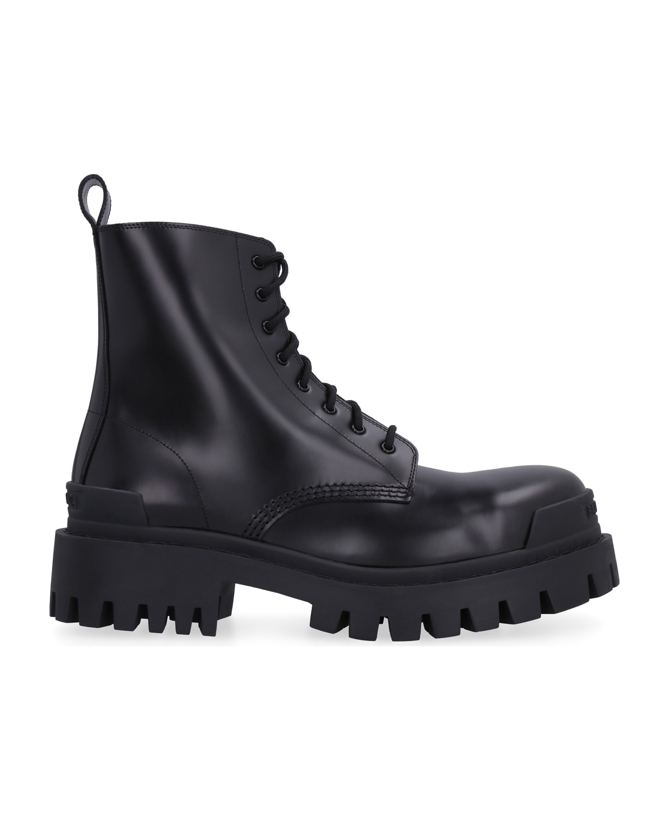 Balenciaga Strike Leather Combat Boots - black