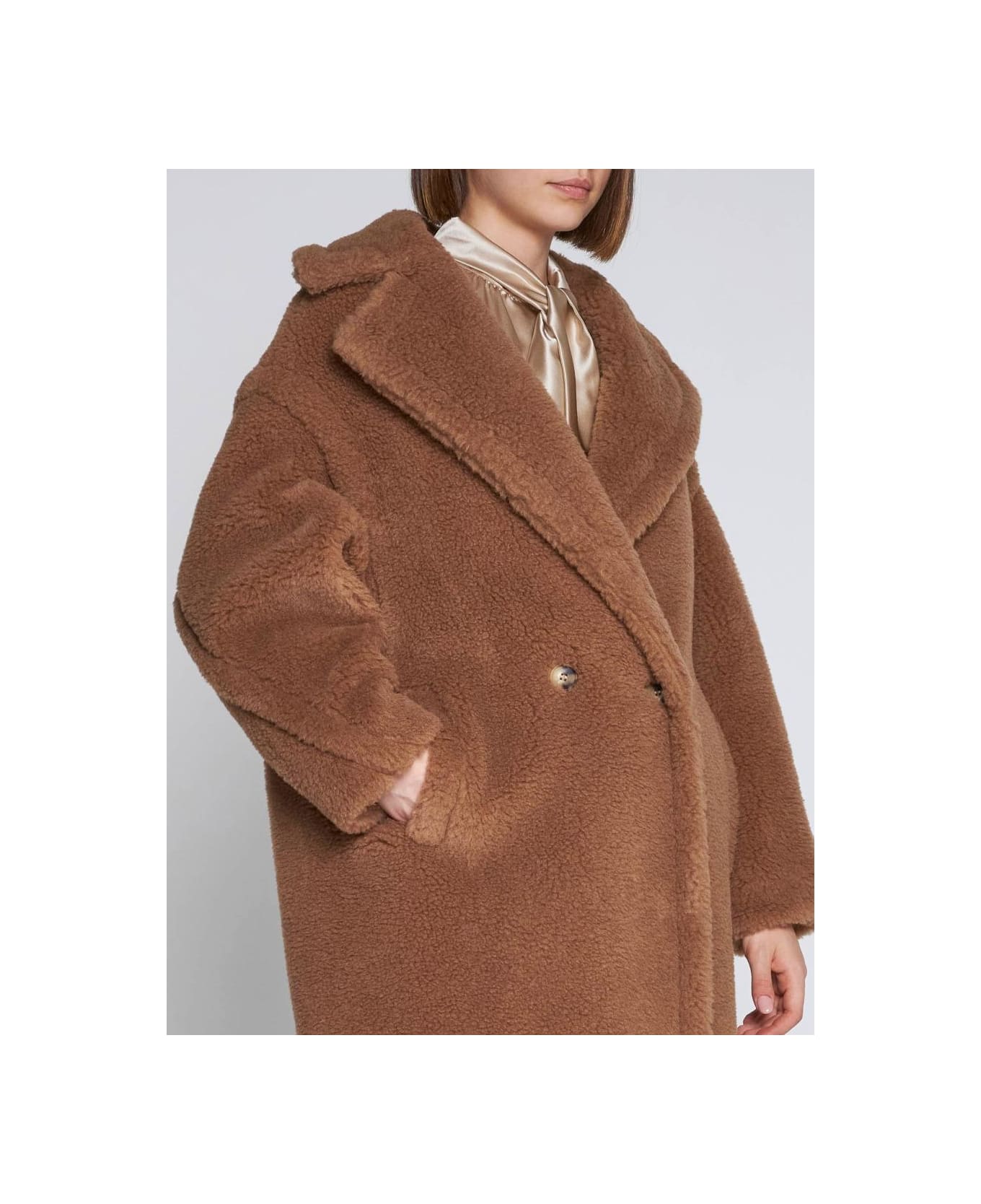 Max Mara Teddy Camel And Silk Coat - BROWN