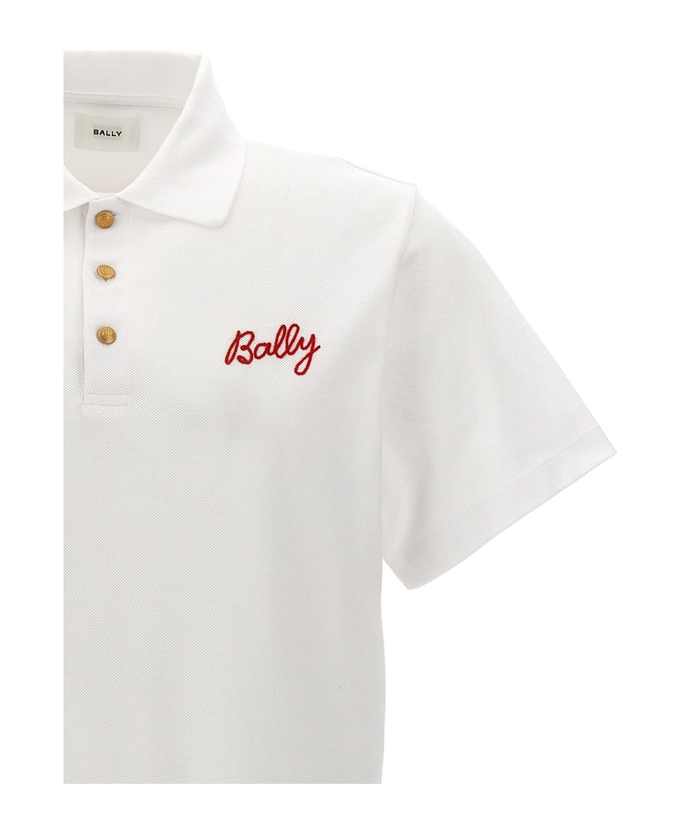 Bally Logo Embroidered Short-sleeved Polo Shirt - WHITE シャツ