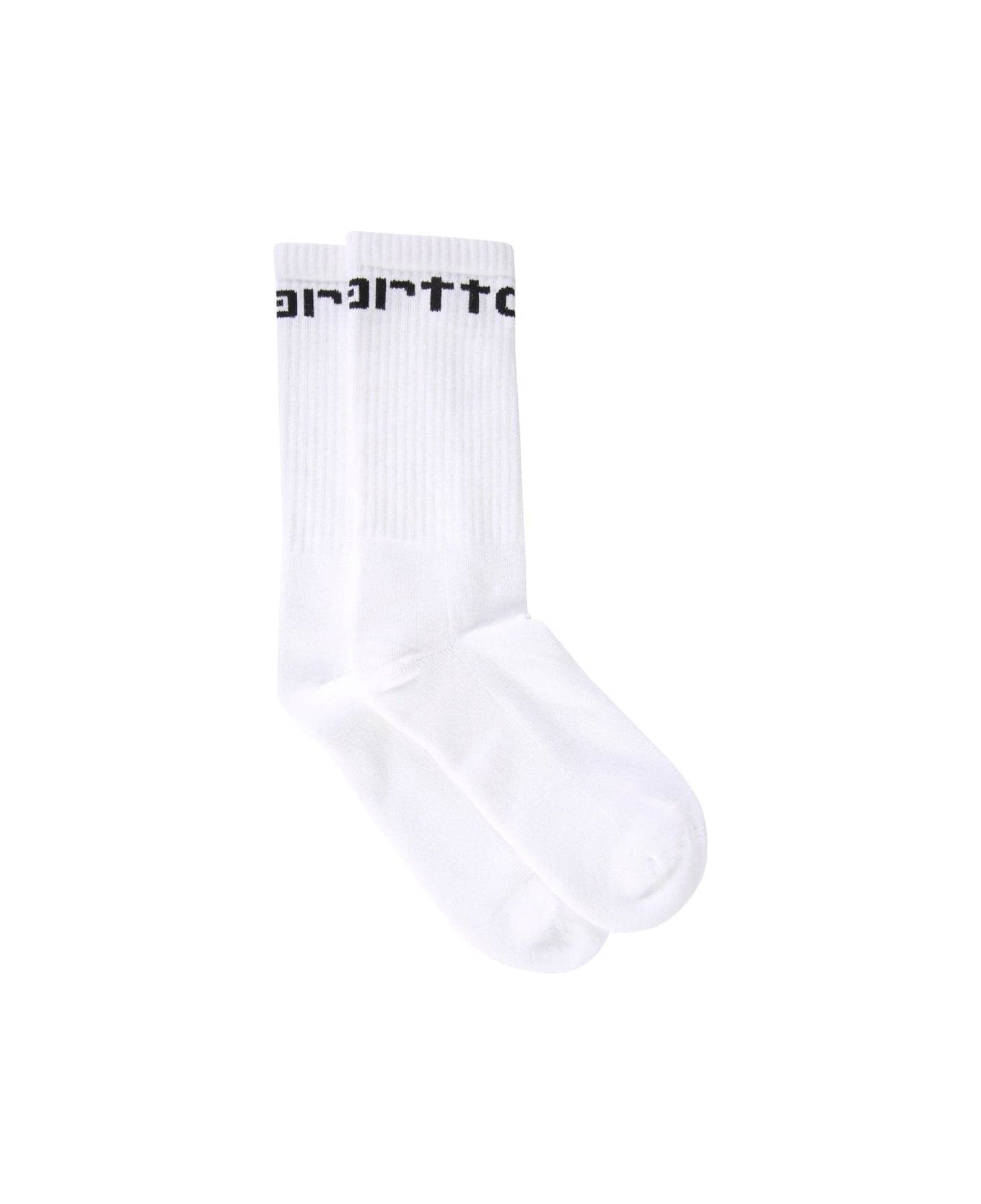 Carhartt Logo Intarsia Ribbed Socks - Bianco