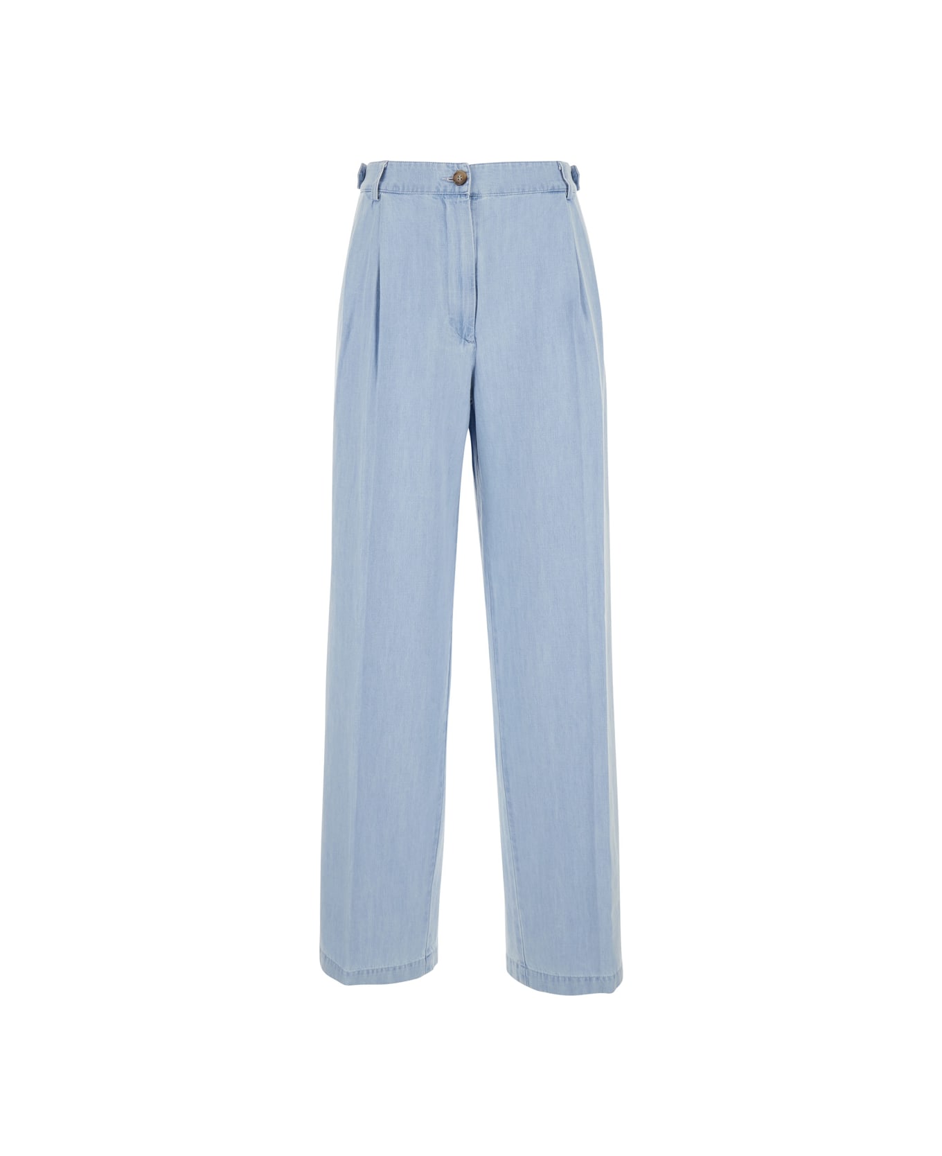 A.P.C. 
joseon
 Light Blue Pants With Belt Loops And Pleats On The Front In Cotton Woman - Light blue