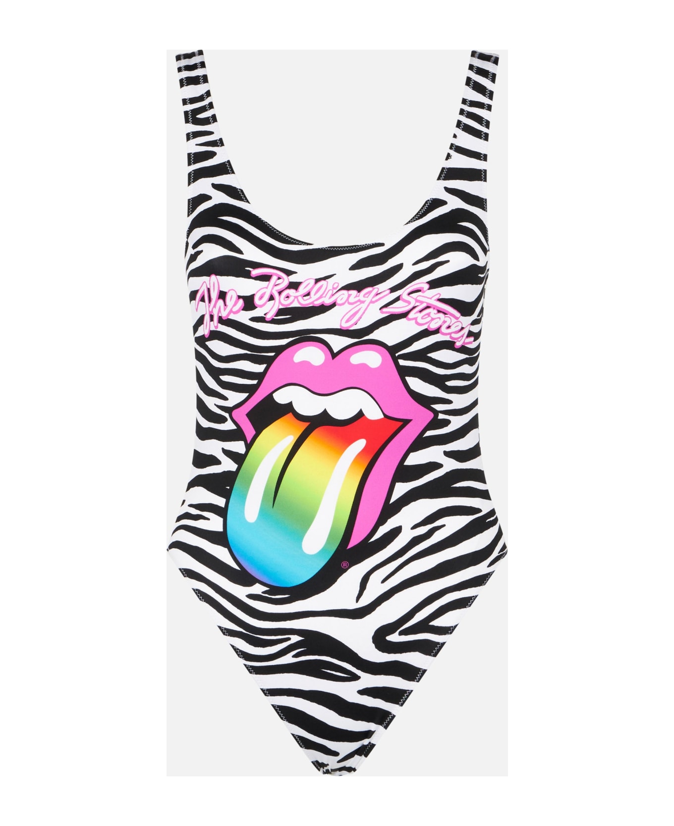 MC2 Saint Barth Zebra One Piece Rolling Stones Print | The Rolling Stones Special Edition - WHITE